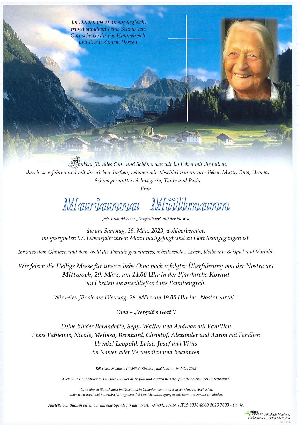 Traueranzeige von Marianna Müllmann
