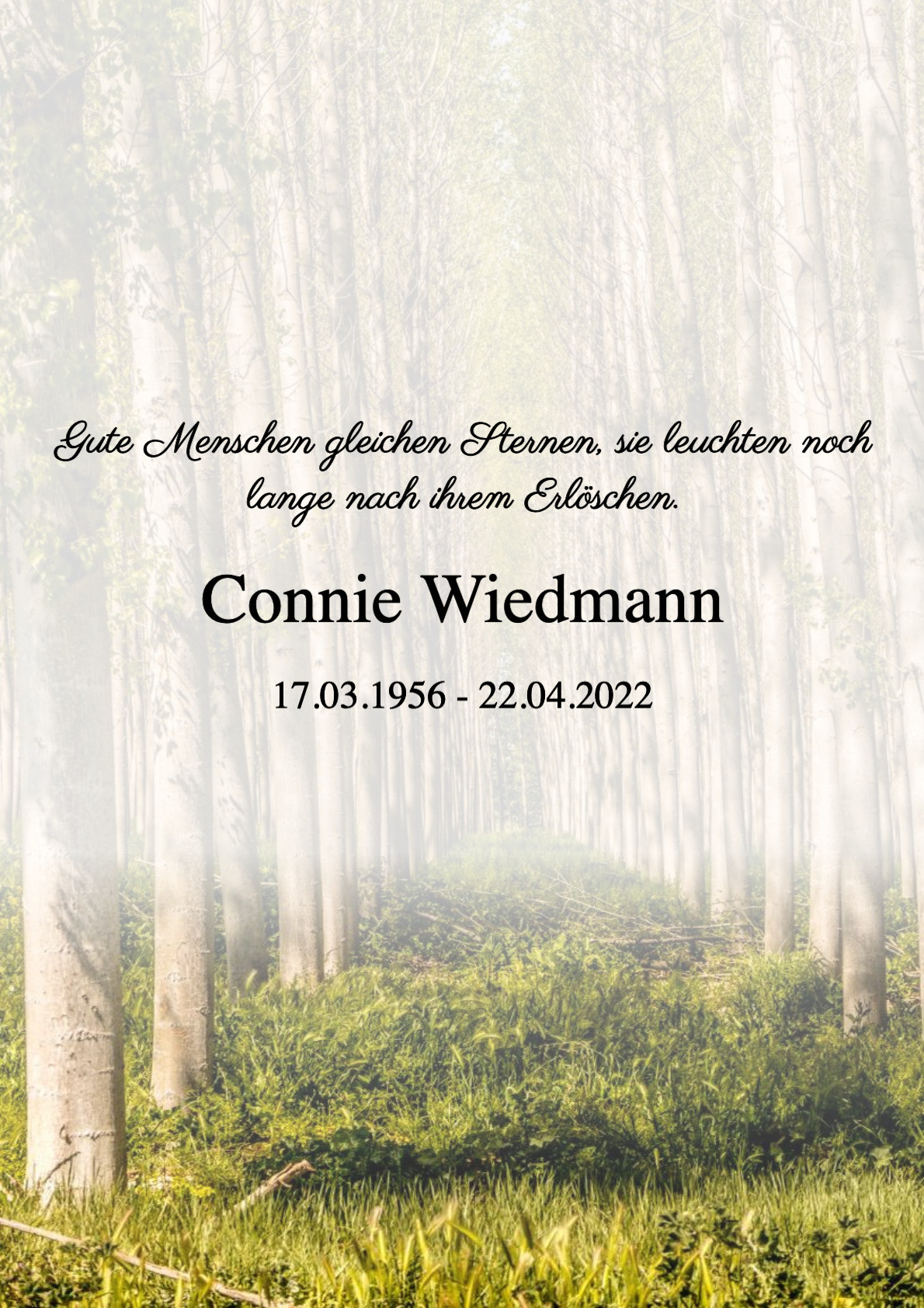 Traueranzeige von Connie Wiedmann
