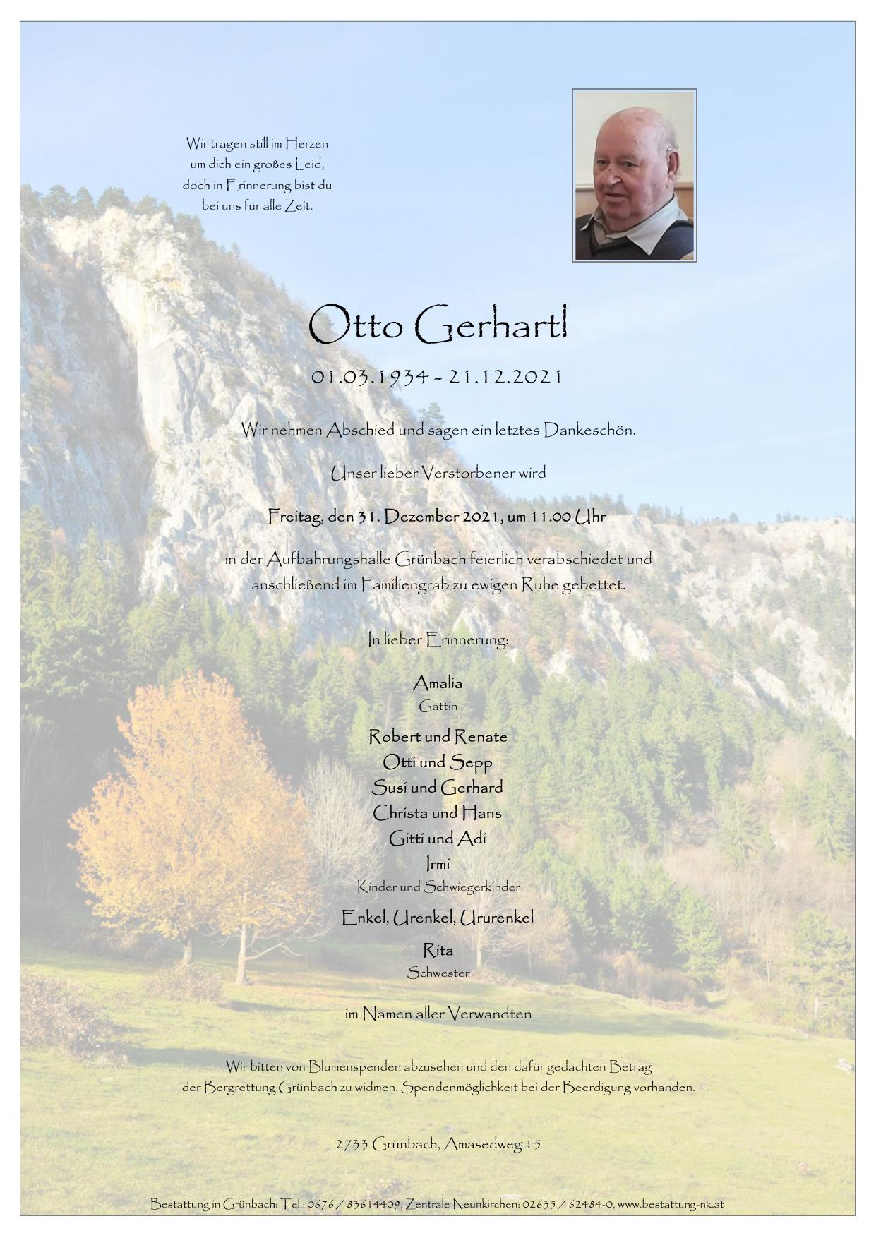 Traueranzeige von Otto Gerhartl