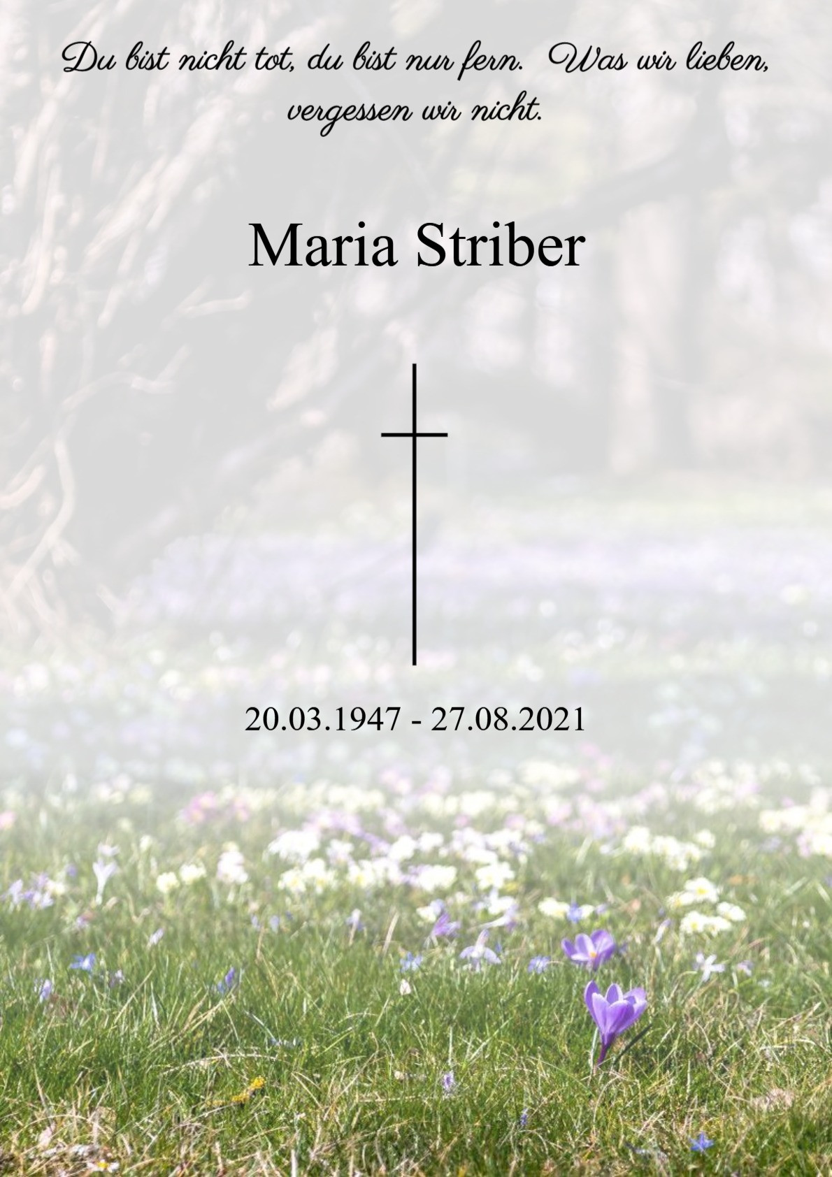 Traueranzeige von Maria Striber