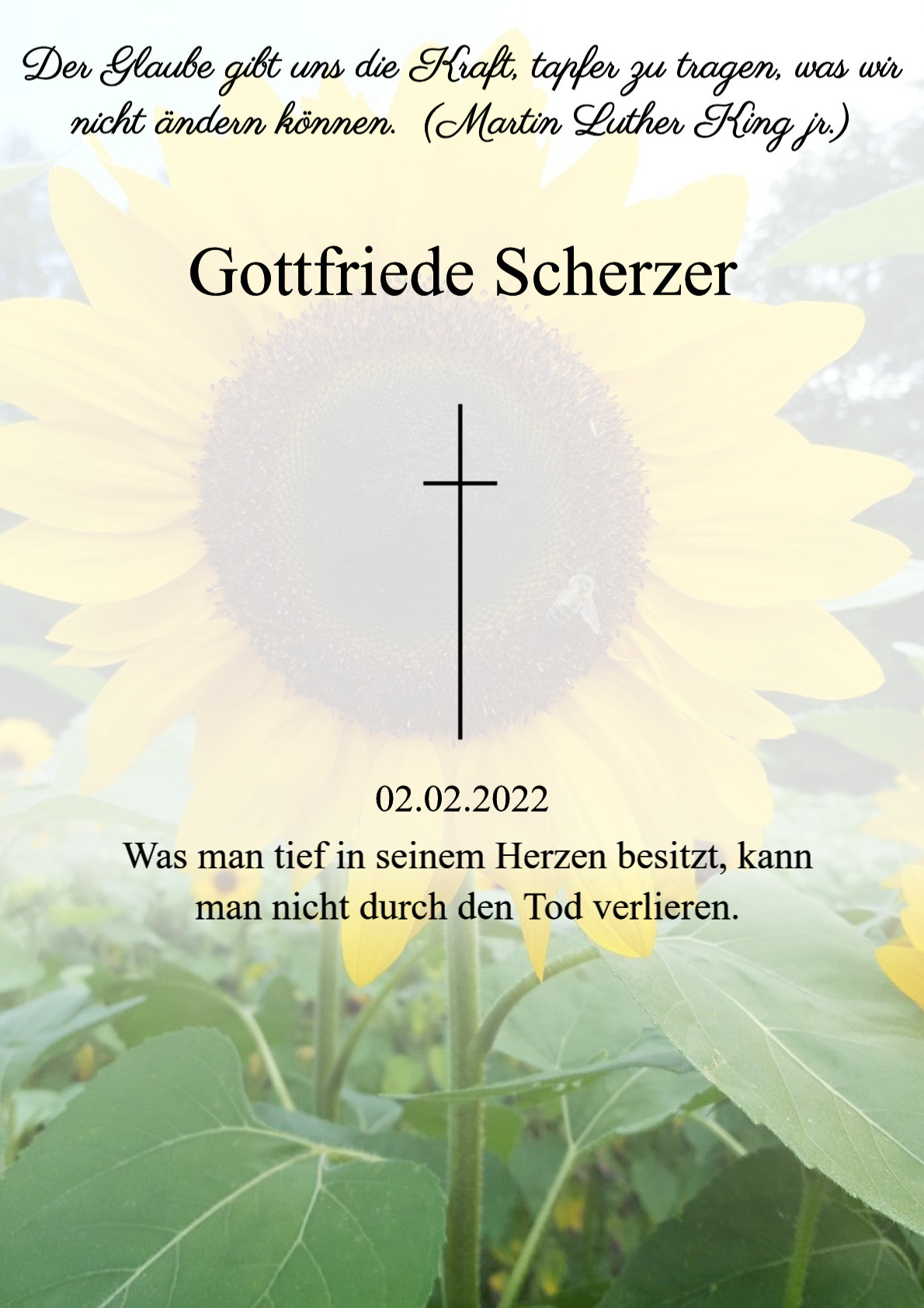 Traueranzeige von Gottfriede Scherzer