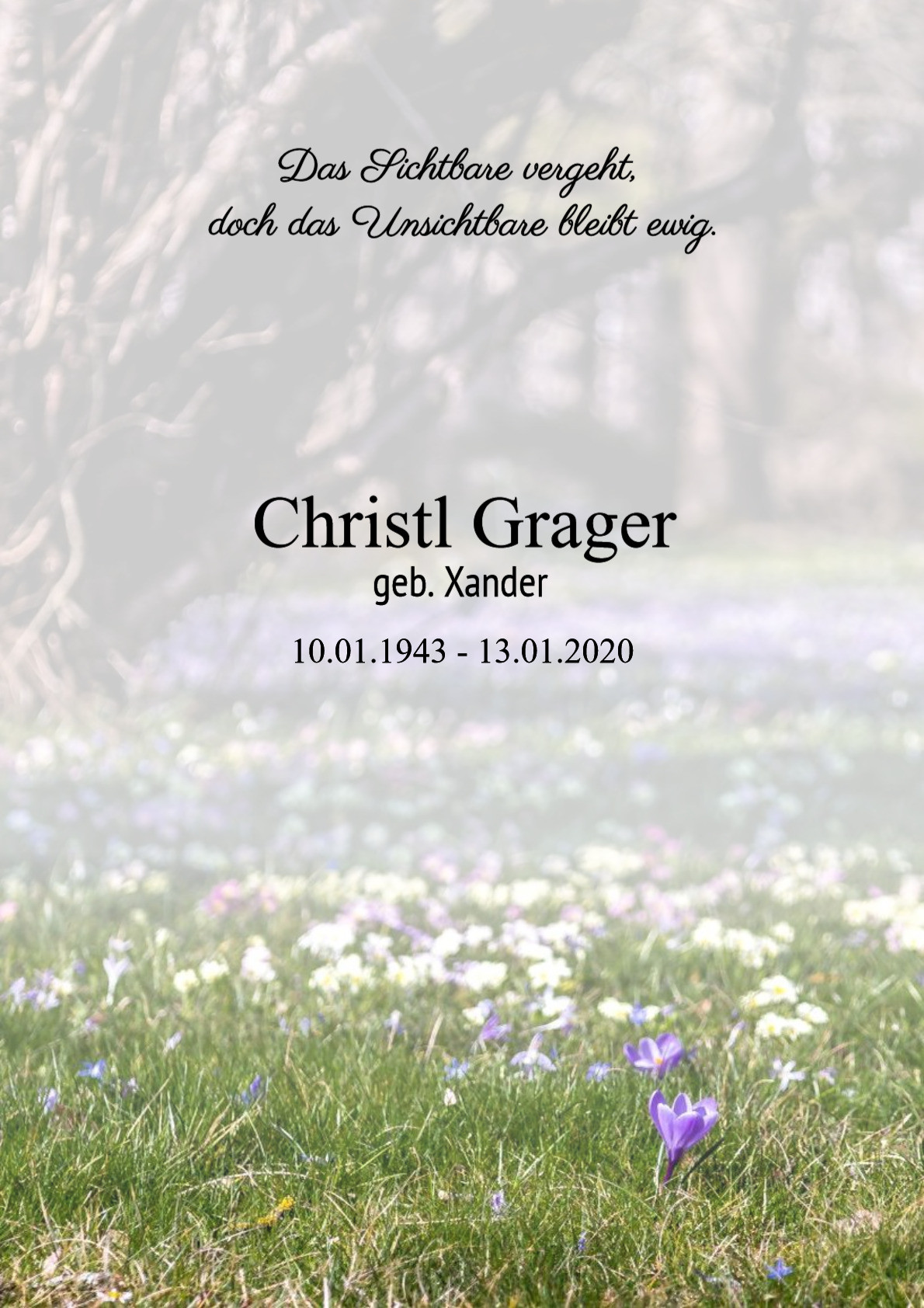Traueranzeige von Christl Grager