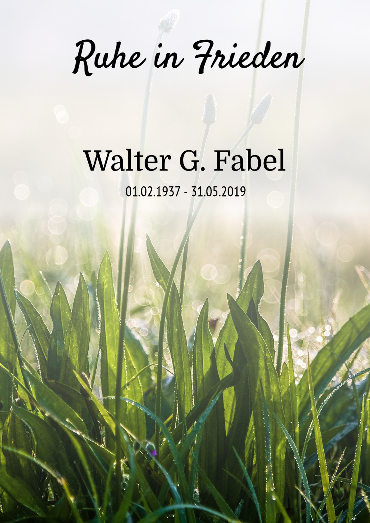 Traueranzeige von Walter G. Fabel