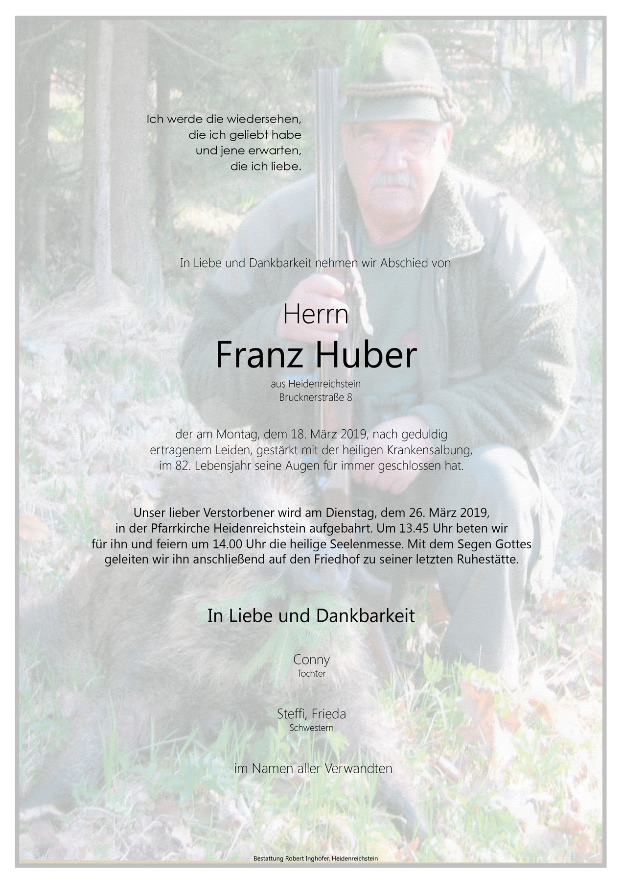Traueranzeige von Franz Huber