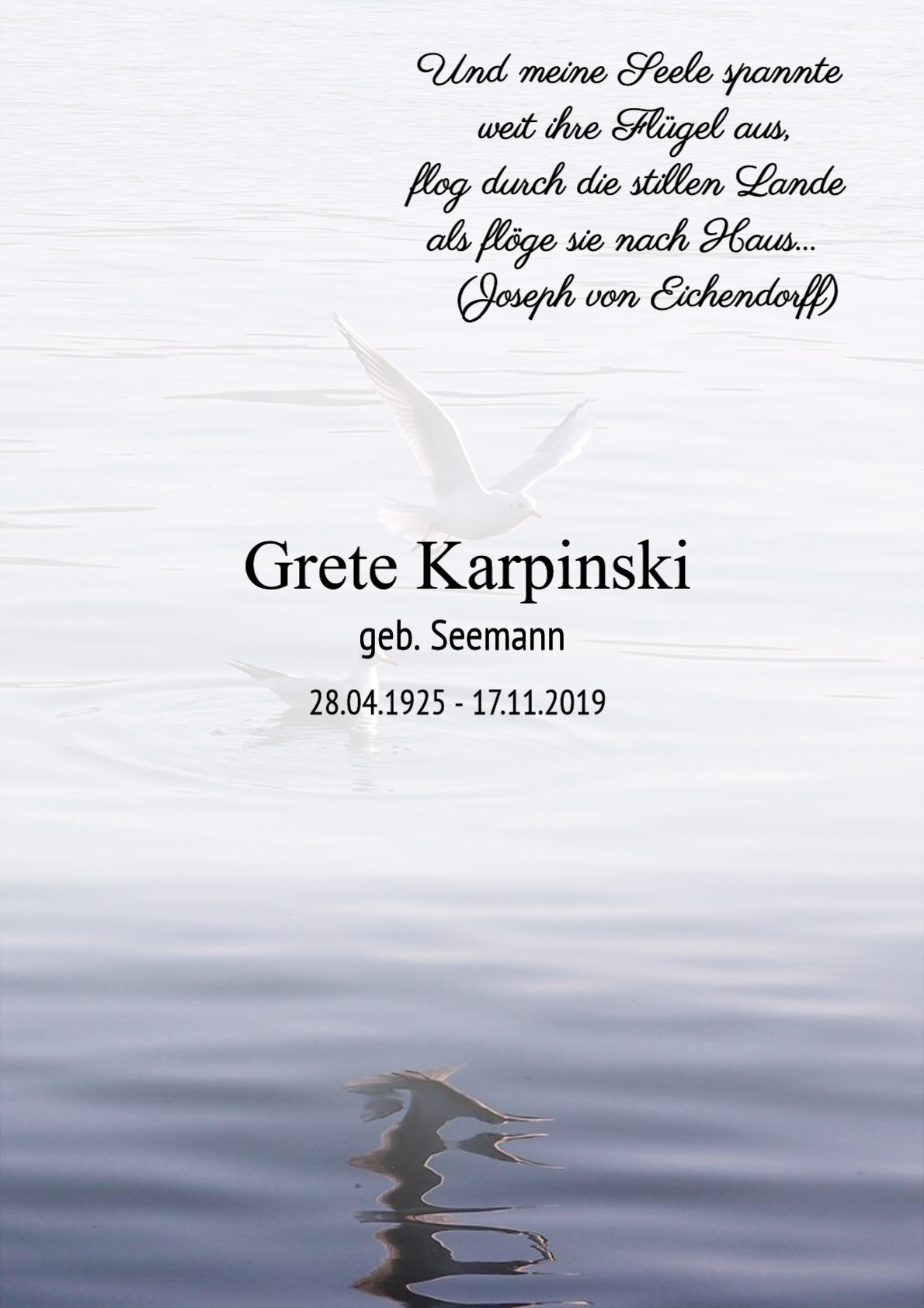 Traueranzeige von Grete Karpinski