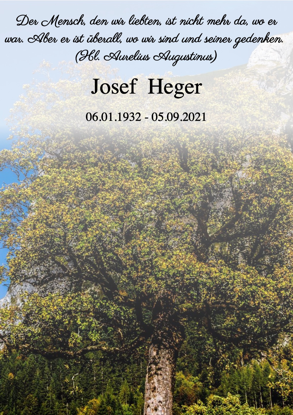Traueranzeige von Josef Heger