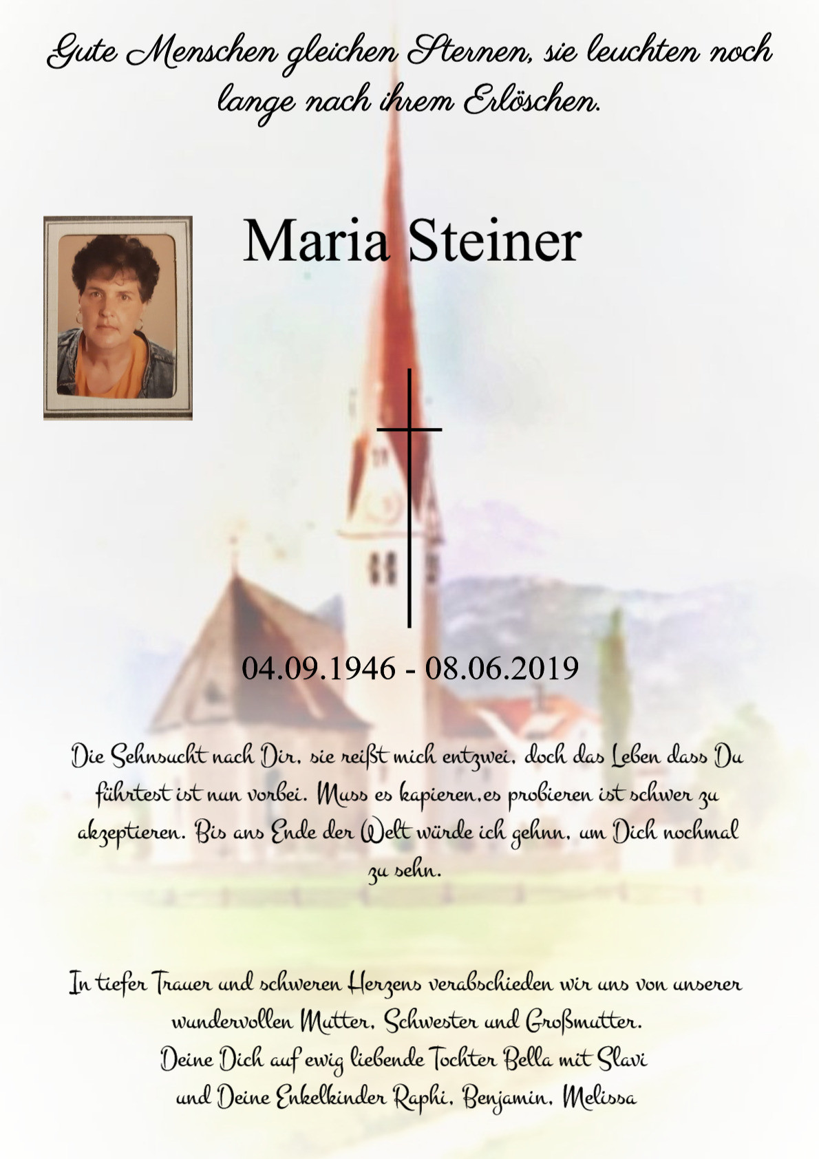Traueranzeige von Maria Steiner