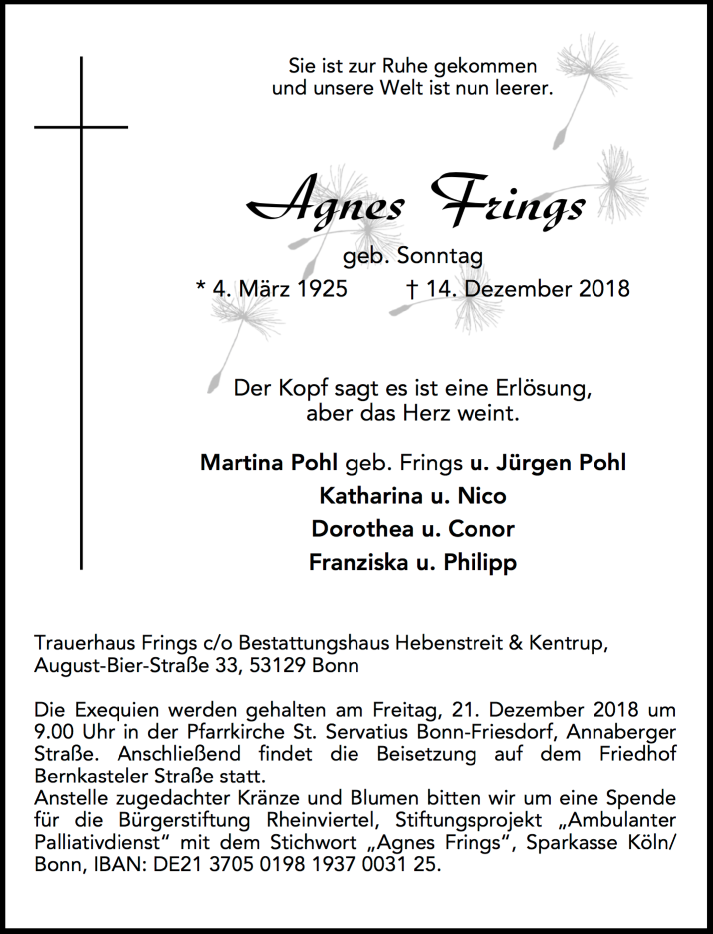 Traueranzeige von Agnes Frings