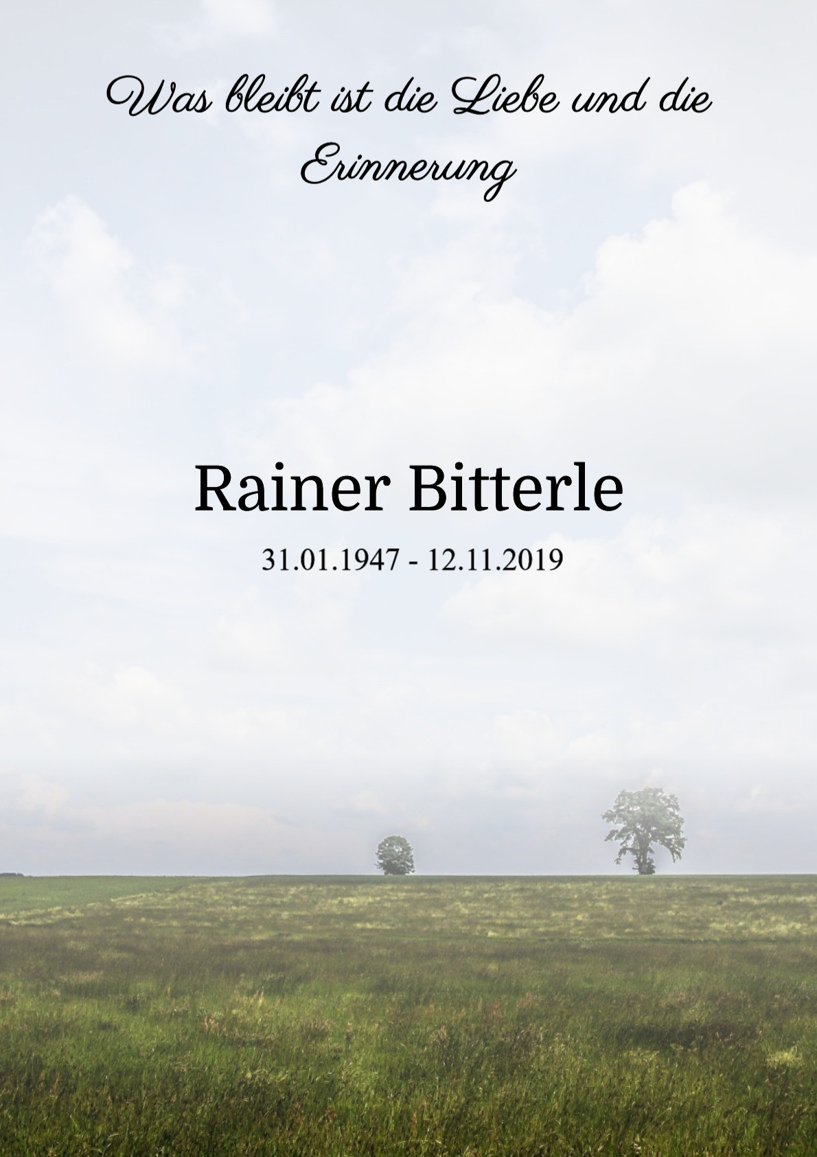 Traueranzeige von Rainer Bitterle