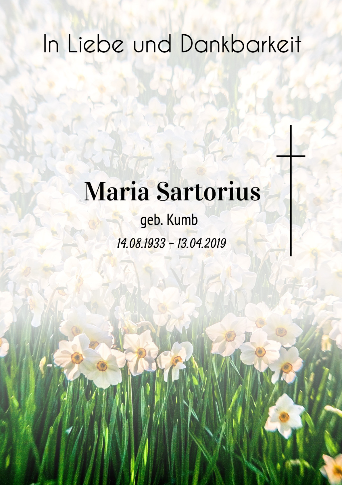 Traueranzeige von Maria Sartorius