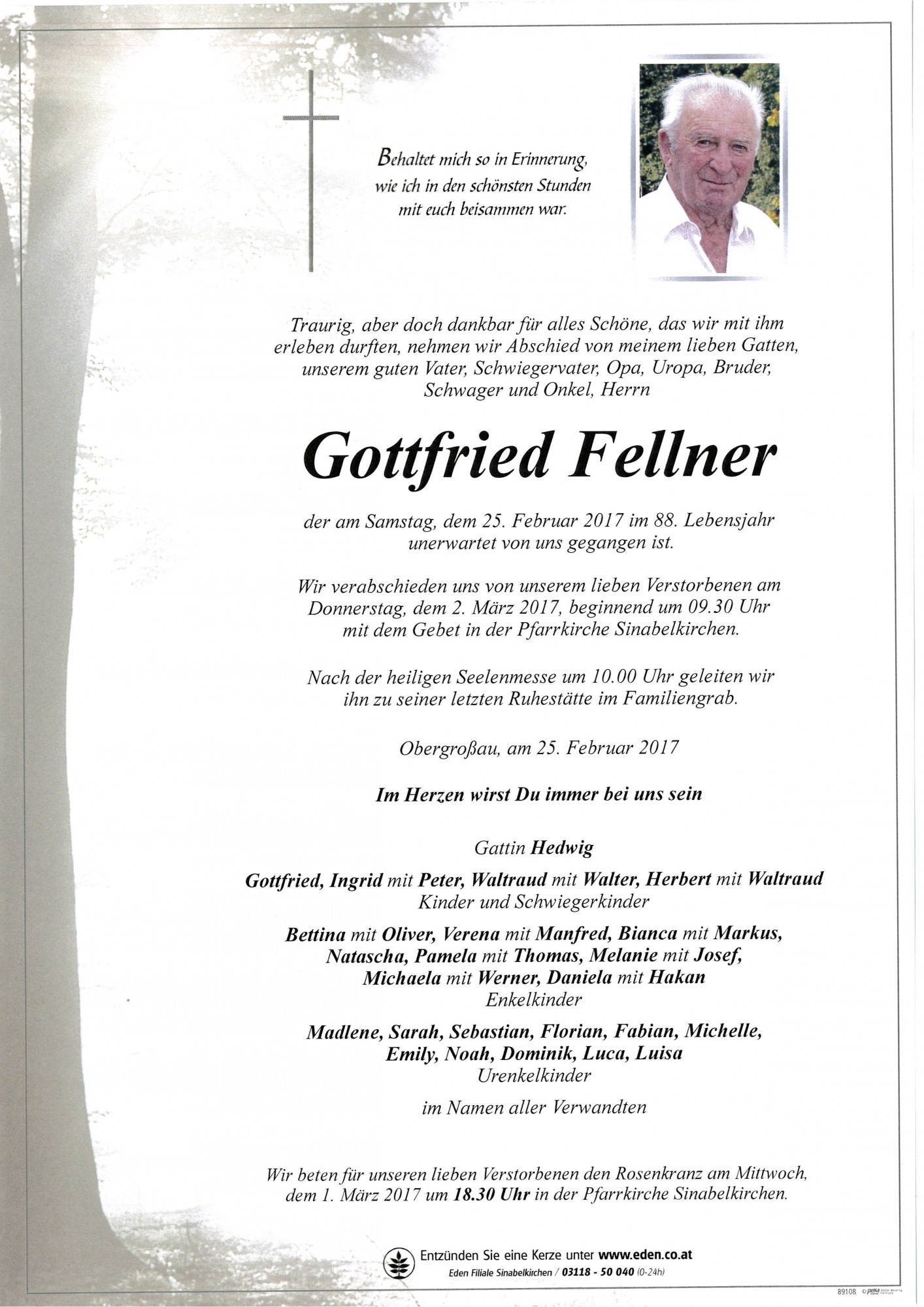 Traueranzeige von Gottfried Fellner