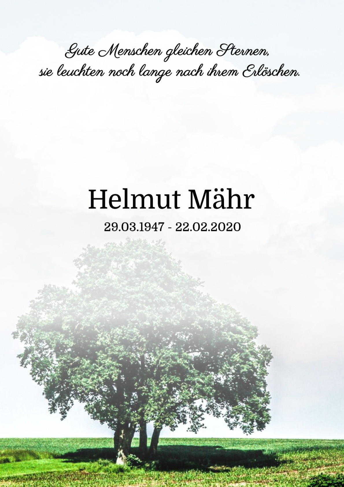 Traueranzeige von Helmut Mähr