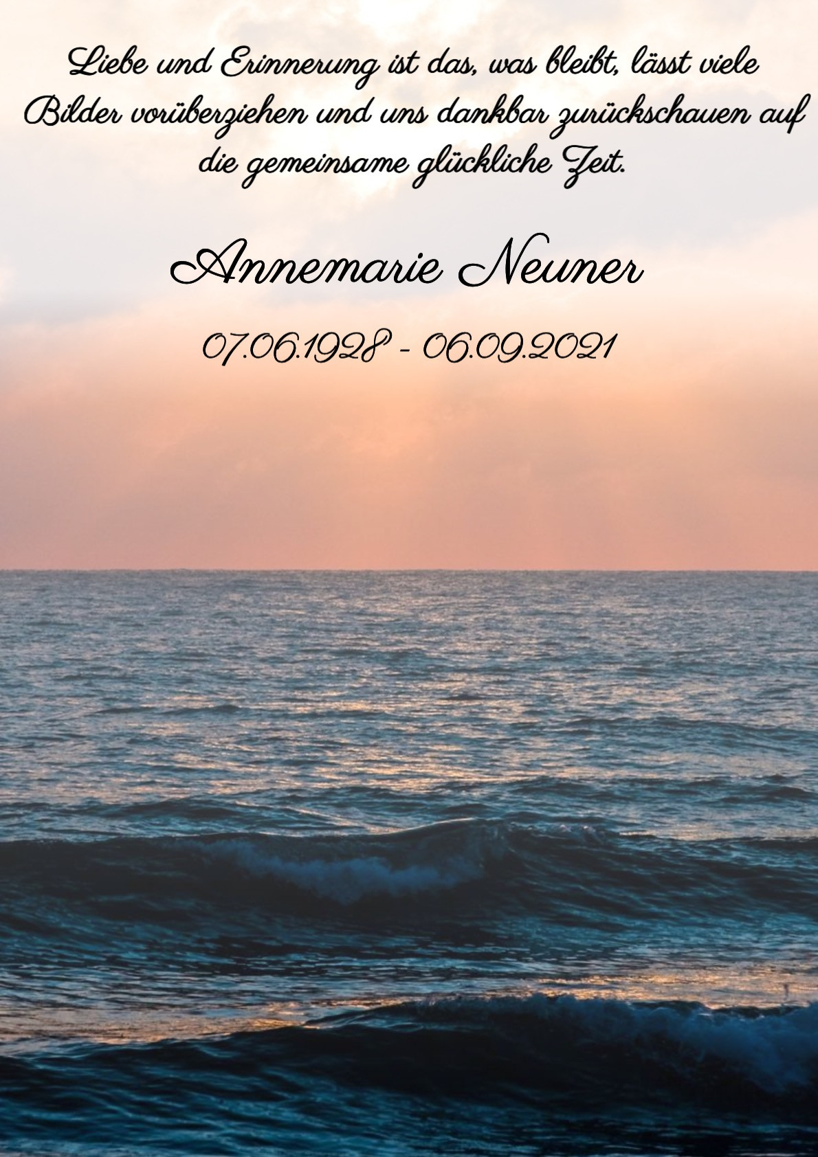 Traueranzeige von Annemarie Neuner