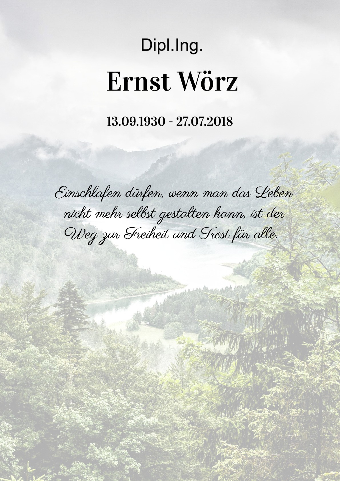 Traueranzeige von Dipl.Ing. Ernst Wörz