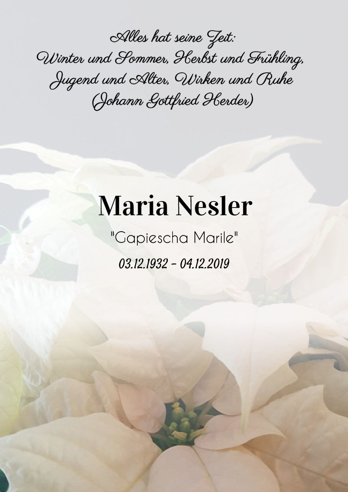 Traueranzeige von Maria Nesler