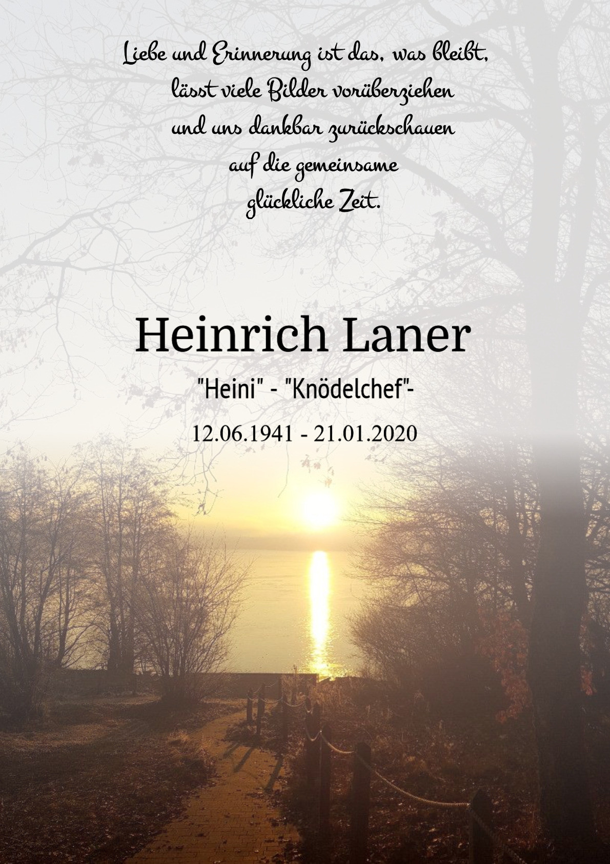 Traueranzeige von Heinrich Laner