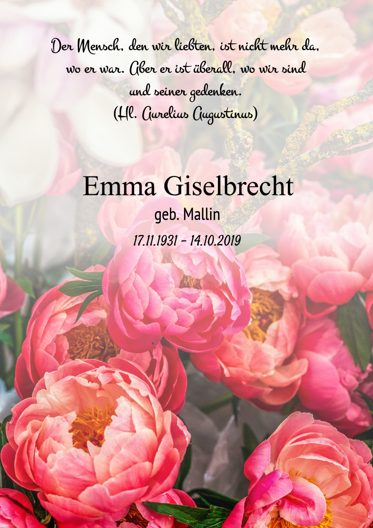 Traueranzeige von Emma Giselbrecht