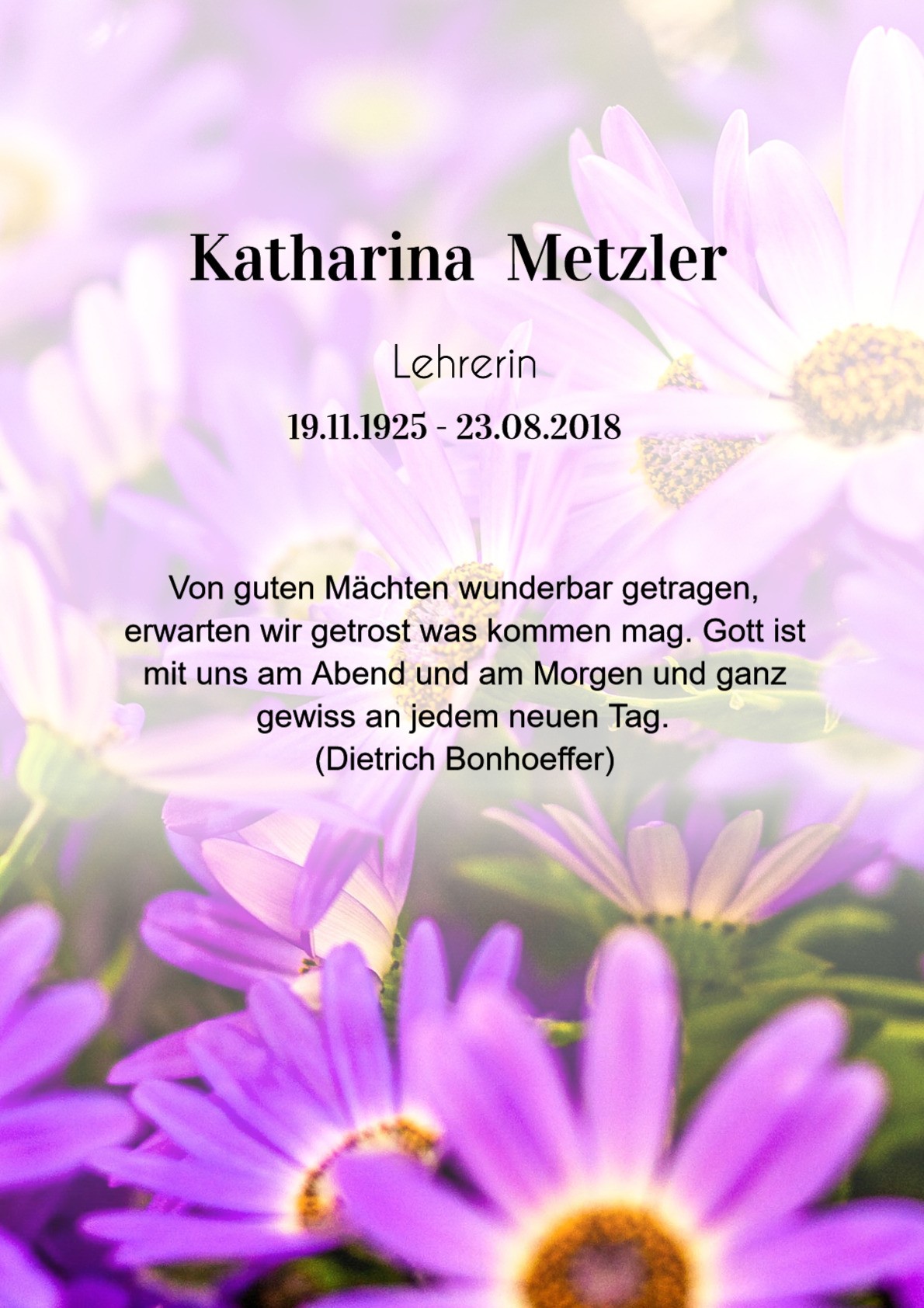 Traueranzeige von Katharina Metzler