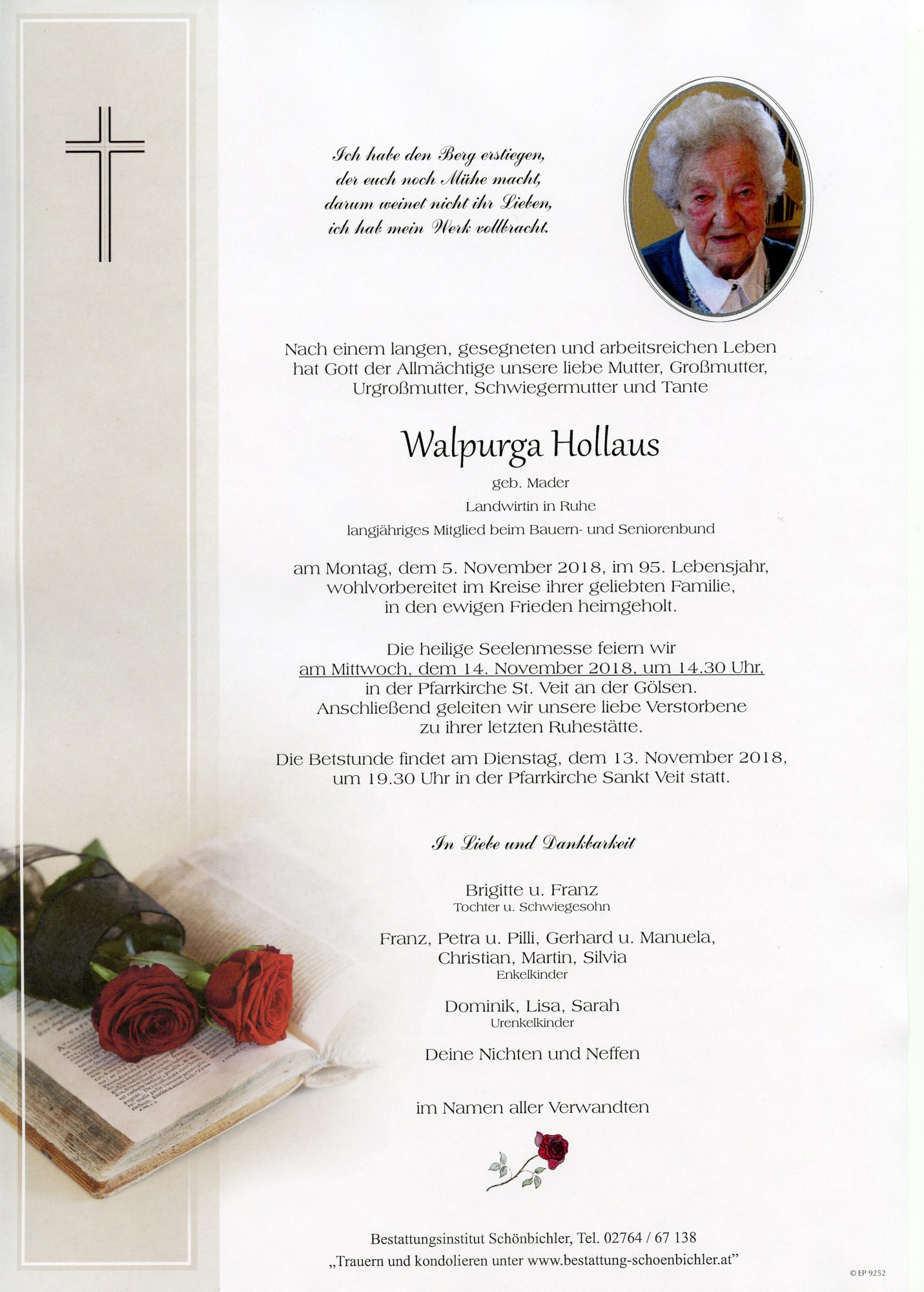 Traueranzeige von Walpurga Hollaus