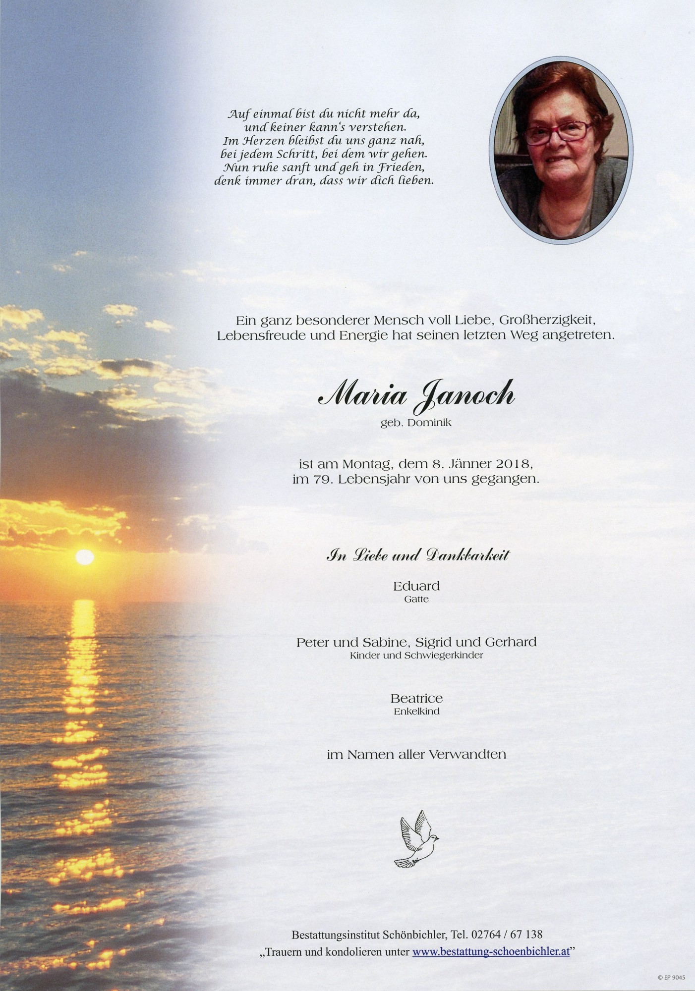 Traueranzeige von Maria Janoch