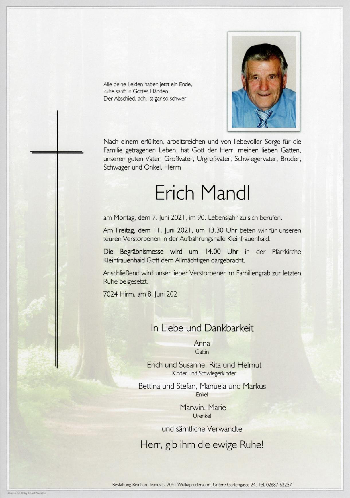 Traueranzeige von Erich Mandl