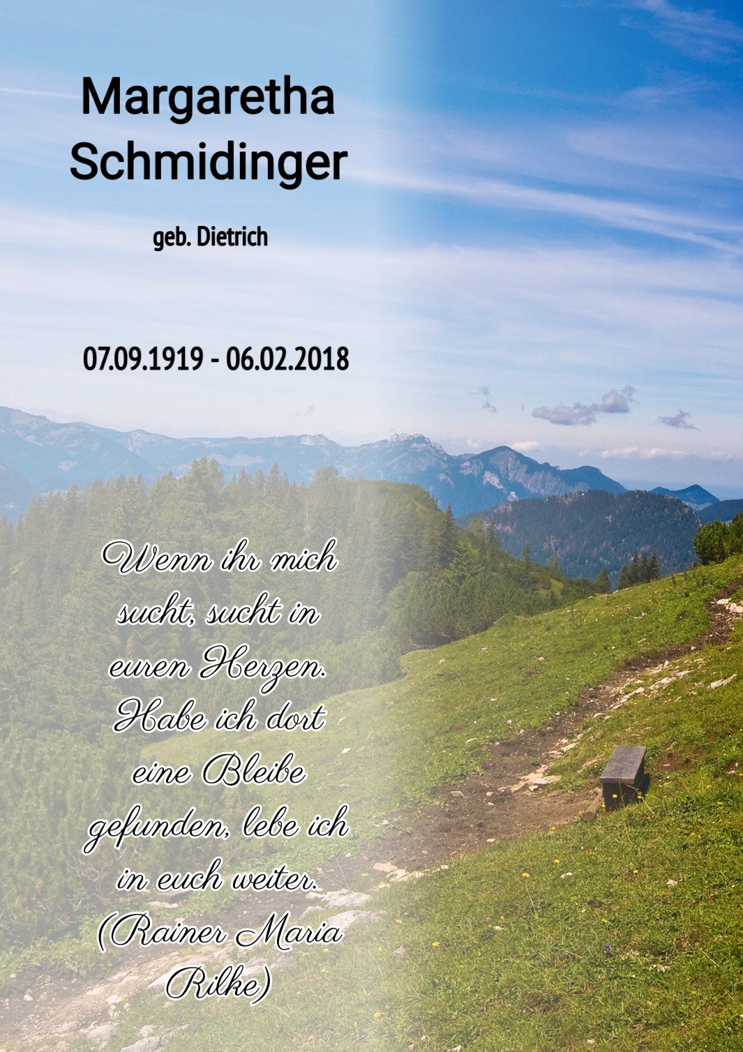 Traueranzeige von Margaretha Schmidinger