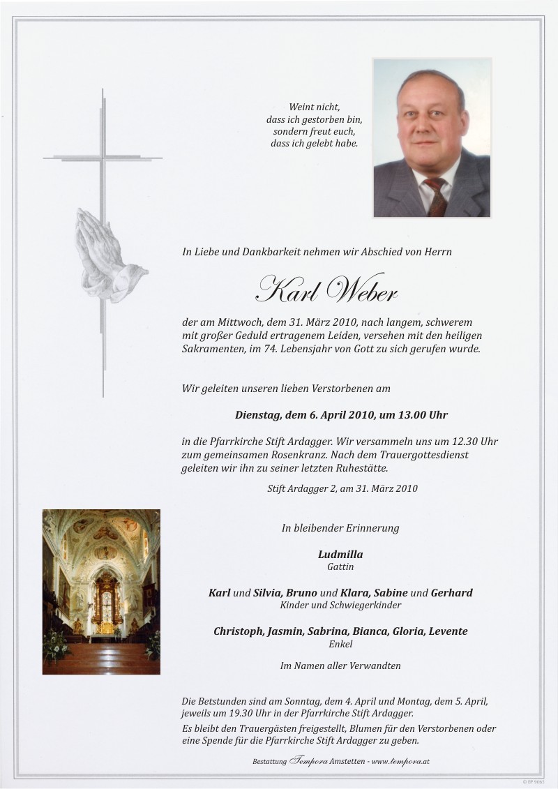 Traueranzeige von Karl Weber