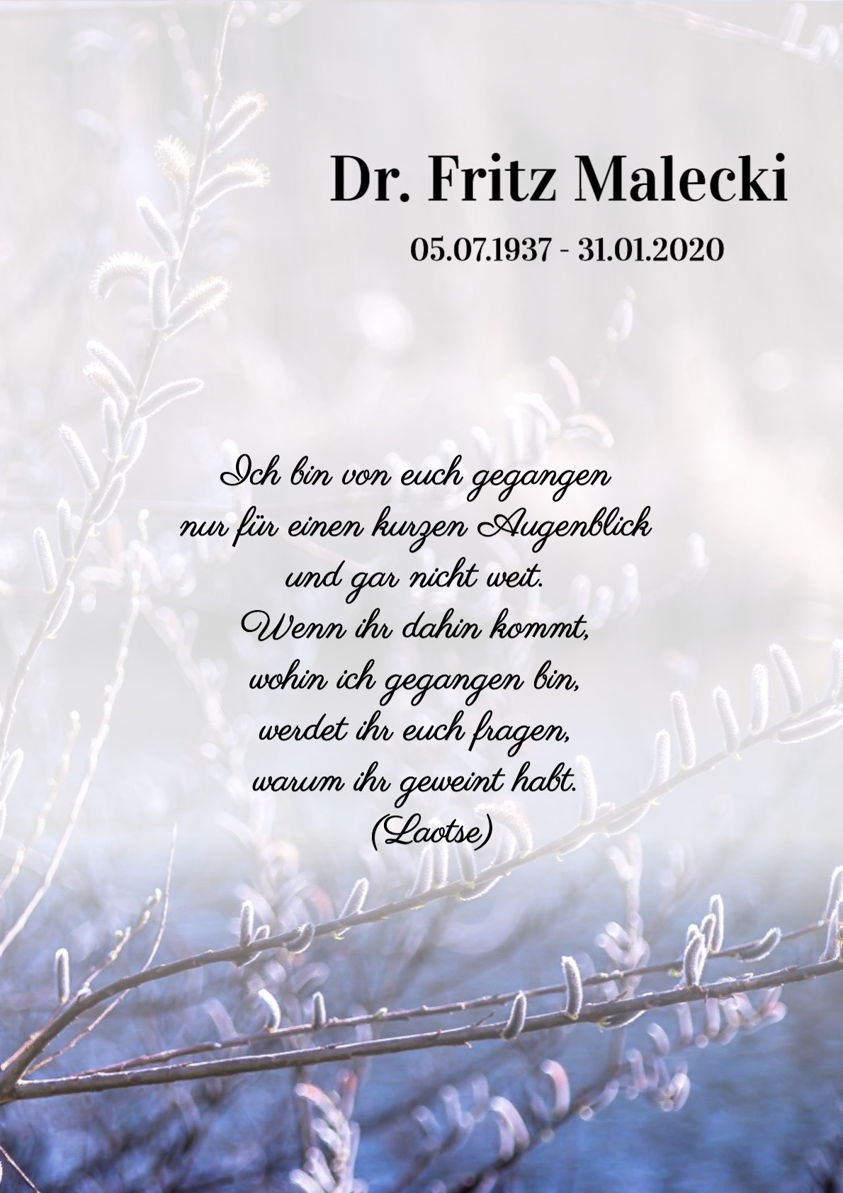 Traueranzeige von Dr. Fritz Malecki