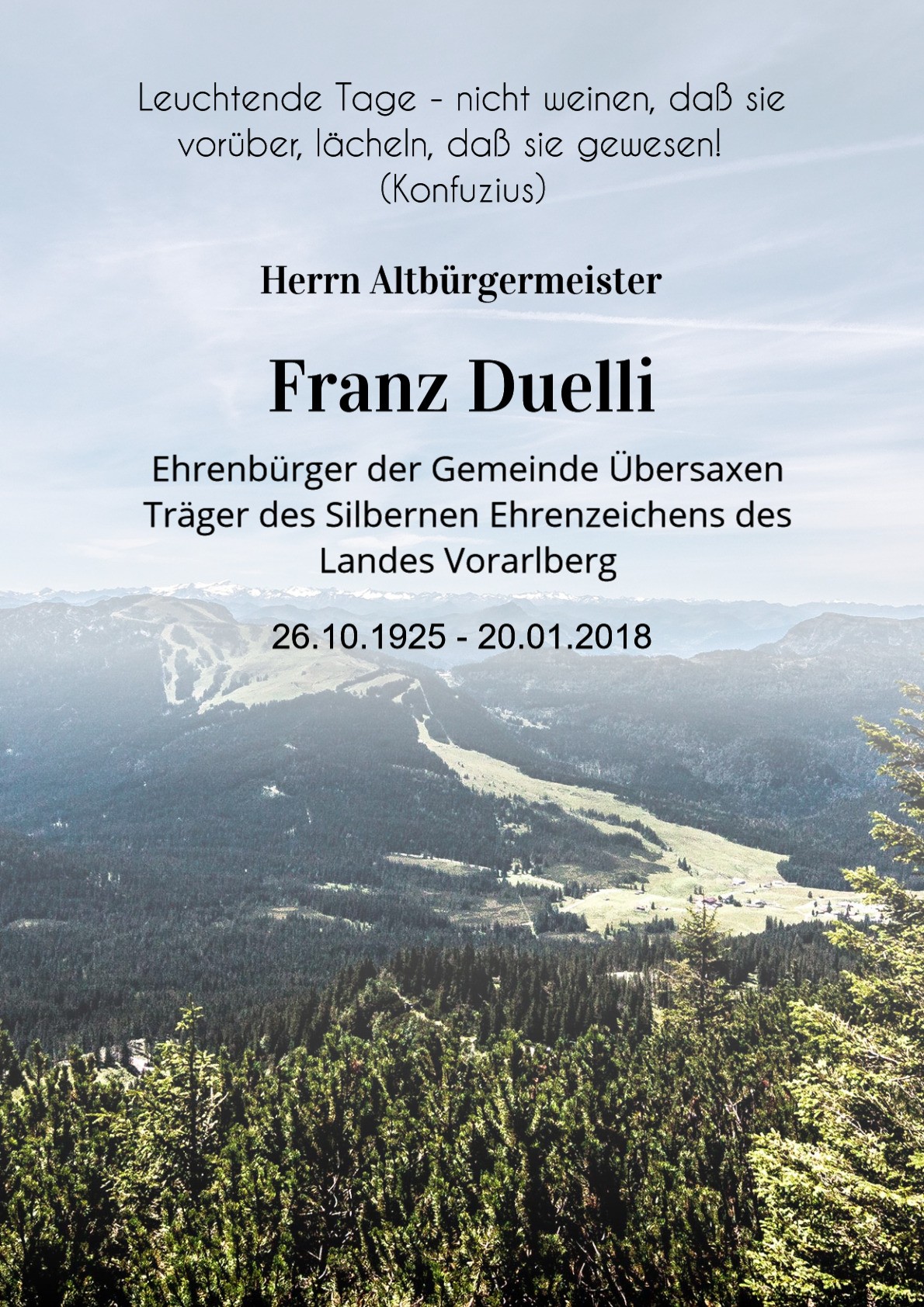 Traueranzeige von Franz Duelli