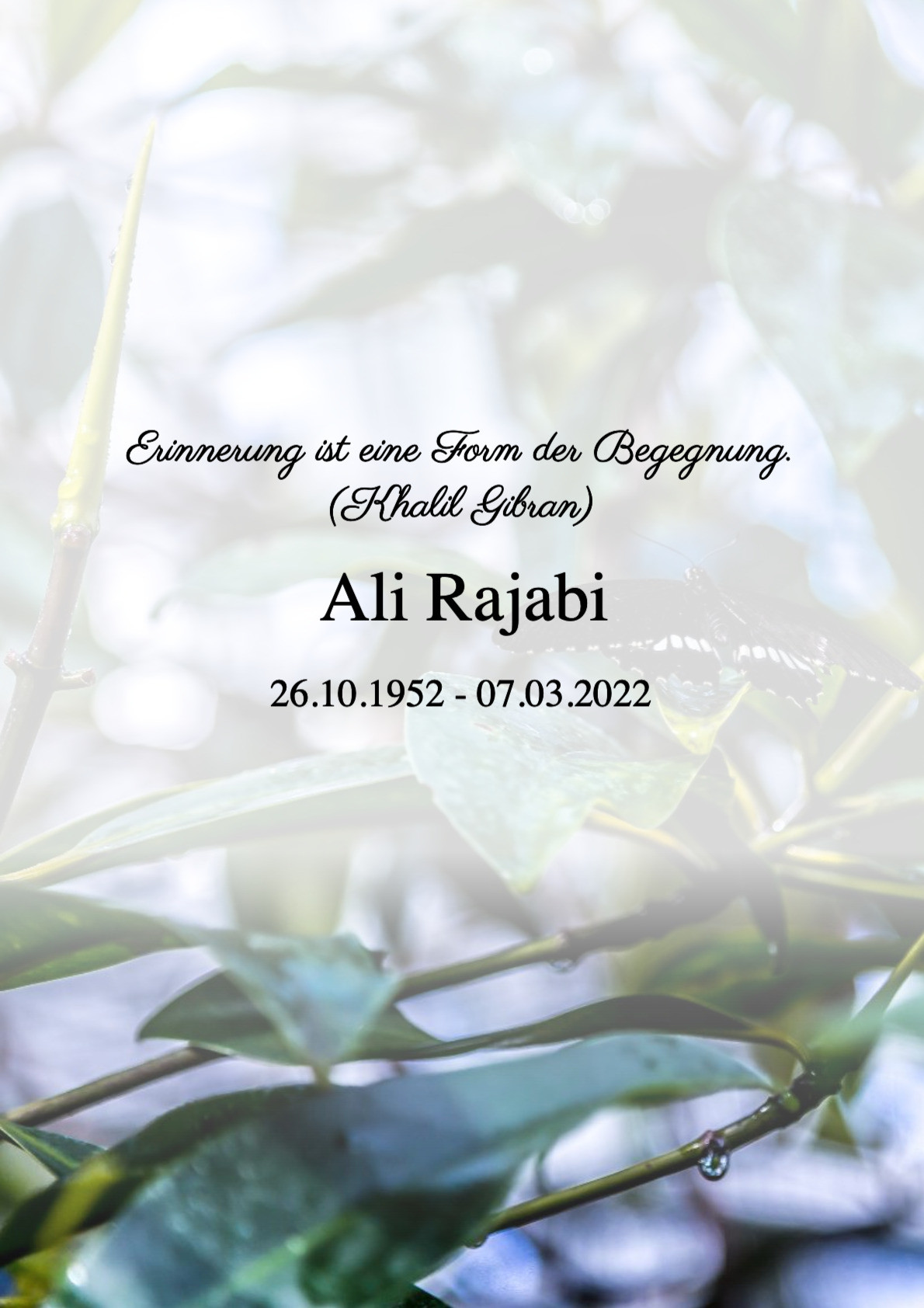 Traueranzeige von Ali Rajabi