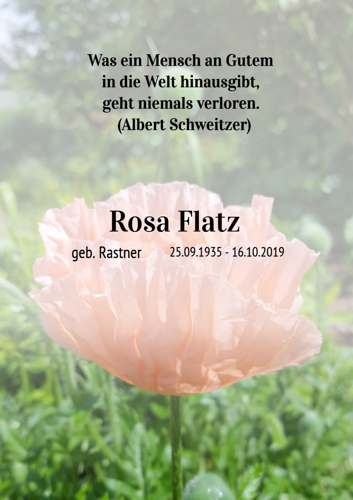 Traueranzeige von Rosa Flatz
