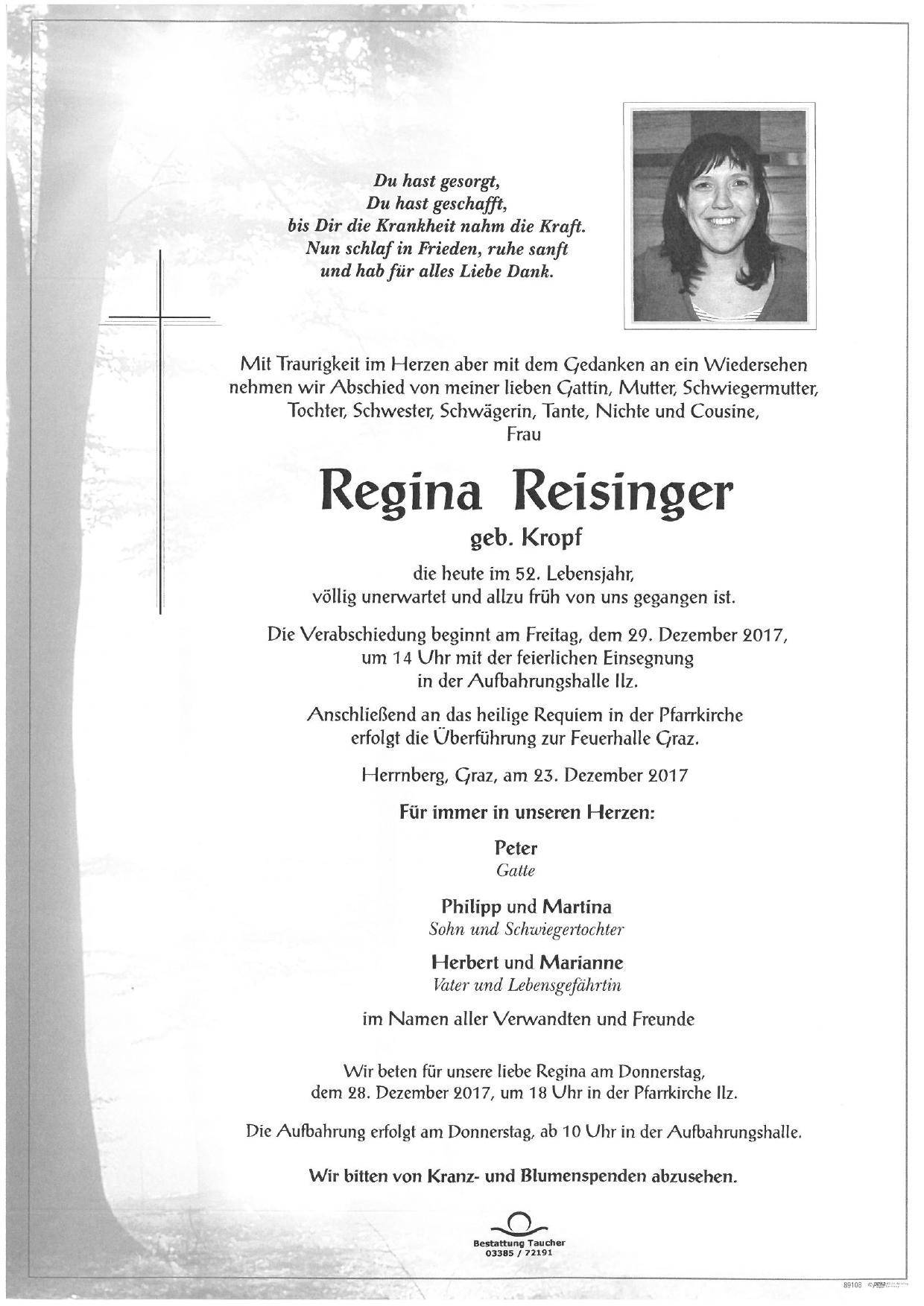 Traueranzeige von Regina Reisinger