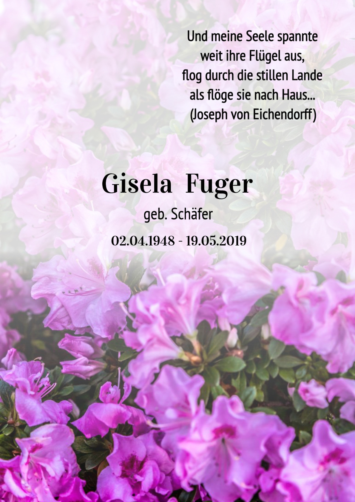 Traueranzeige von Gisela Fuger