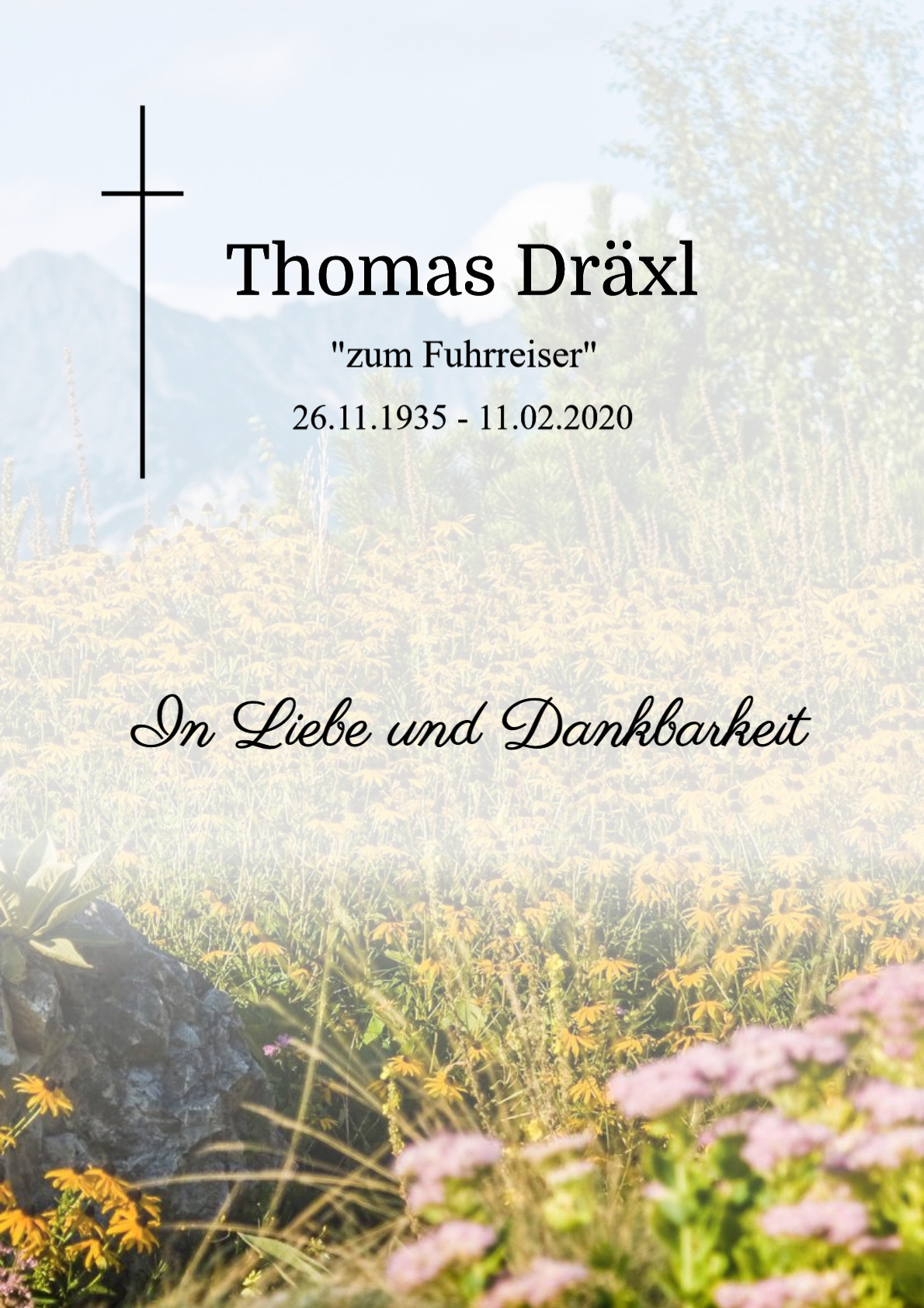 Traueranzeige von Thomas Dräxl