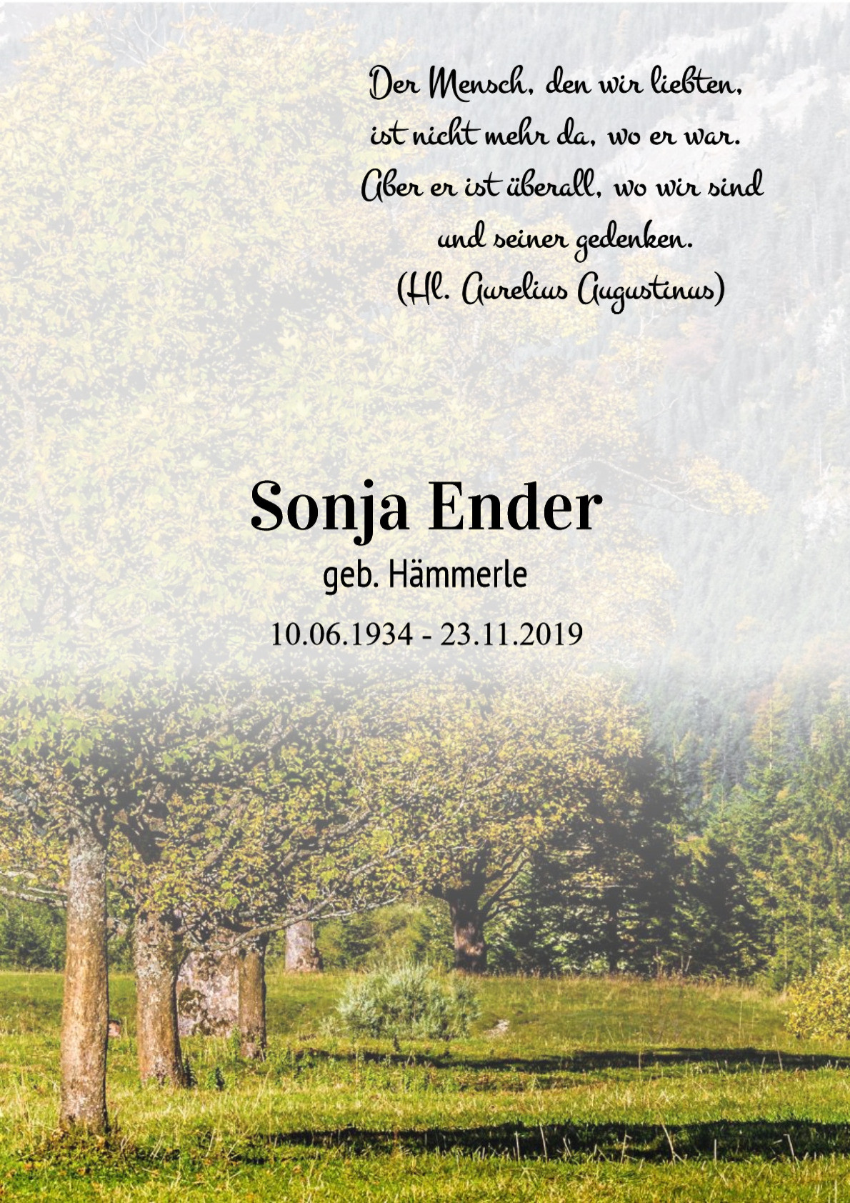Traueranzeige von Sonja Ender