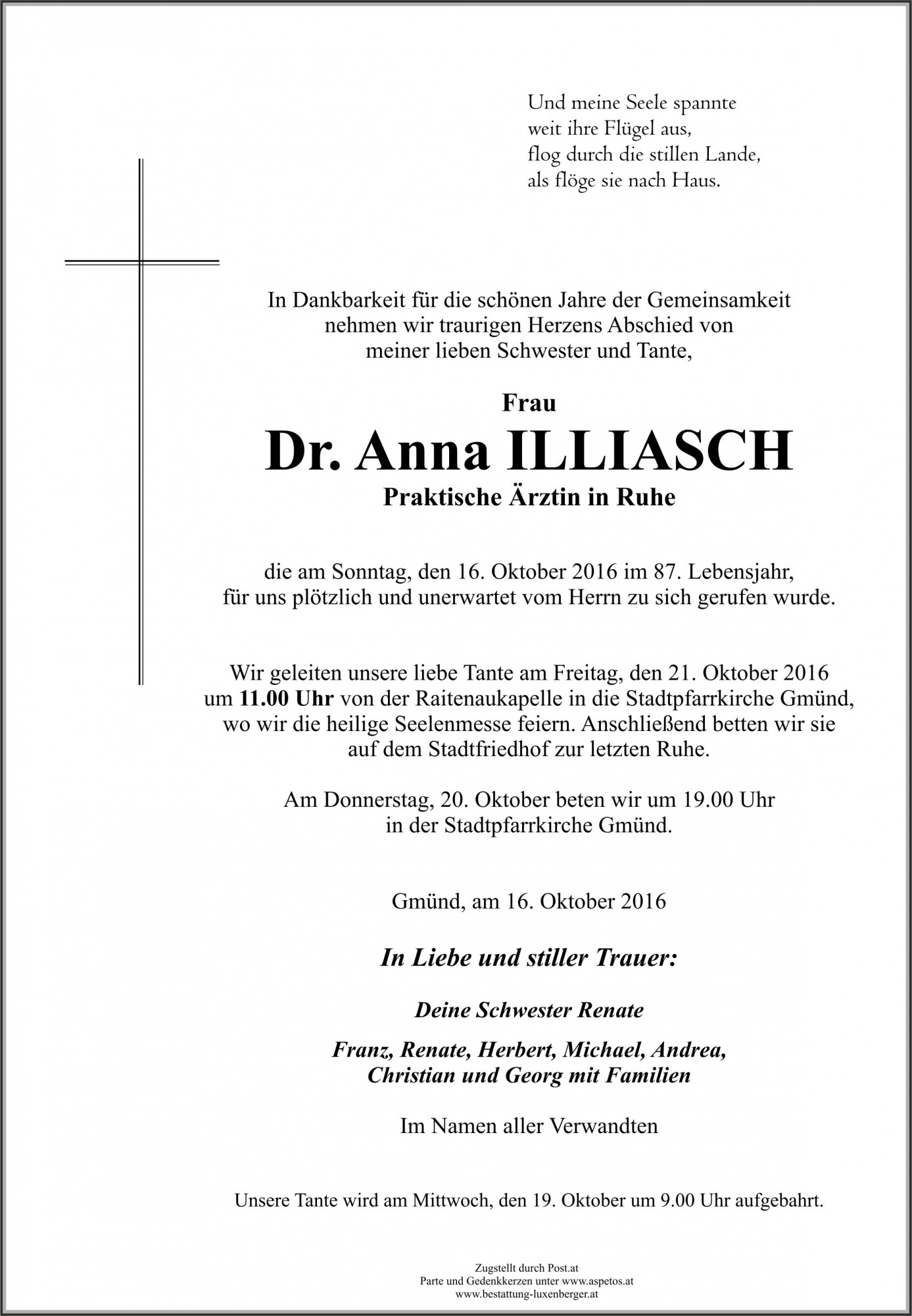 Traueranzeige von Dr. Anna Illiasch