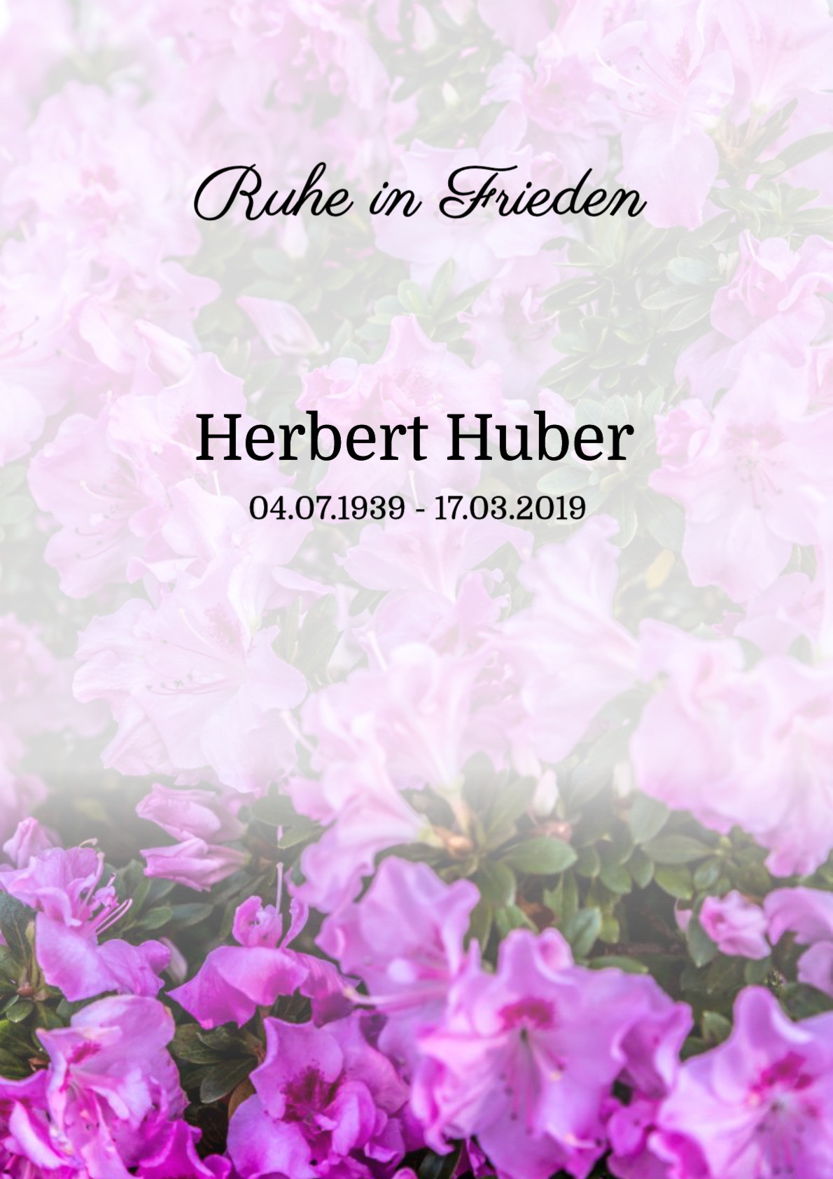 Traueranzeige von Herbert Huber