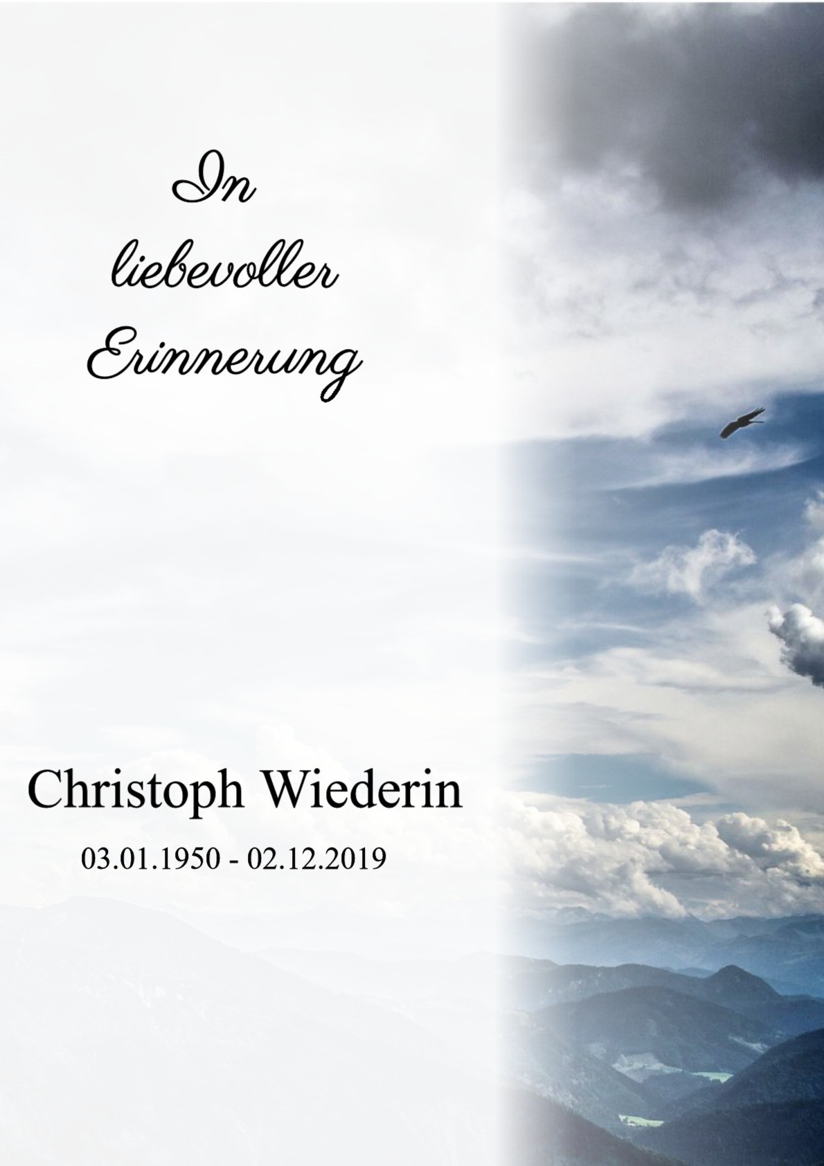 Traueranzeige von Christoph Wiederin