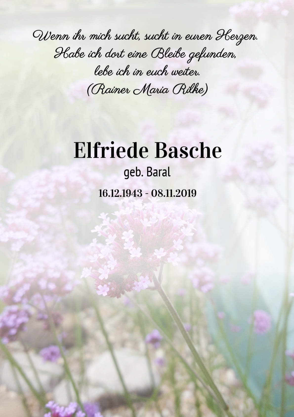 Traueranzeige von Elfriede Basche