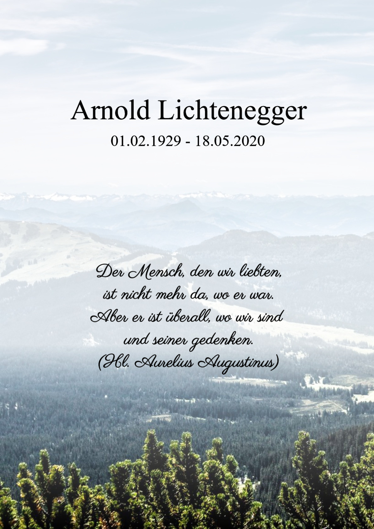Traueranzeige von Arnold Lichtenegger