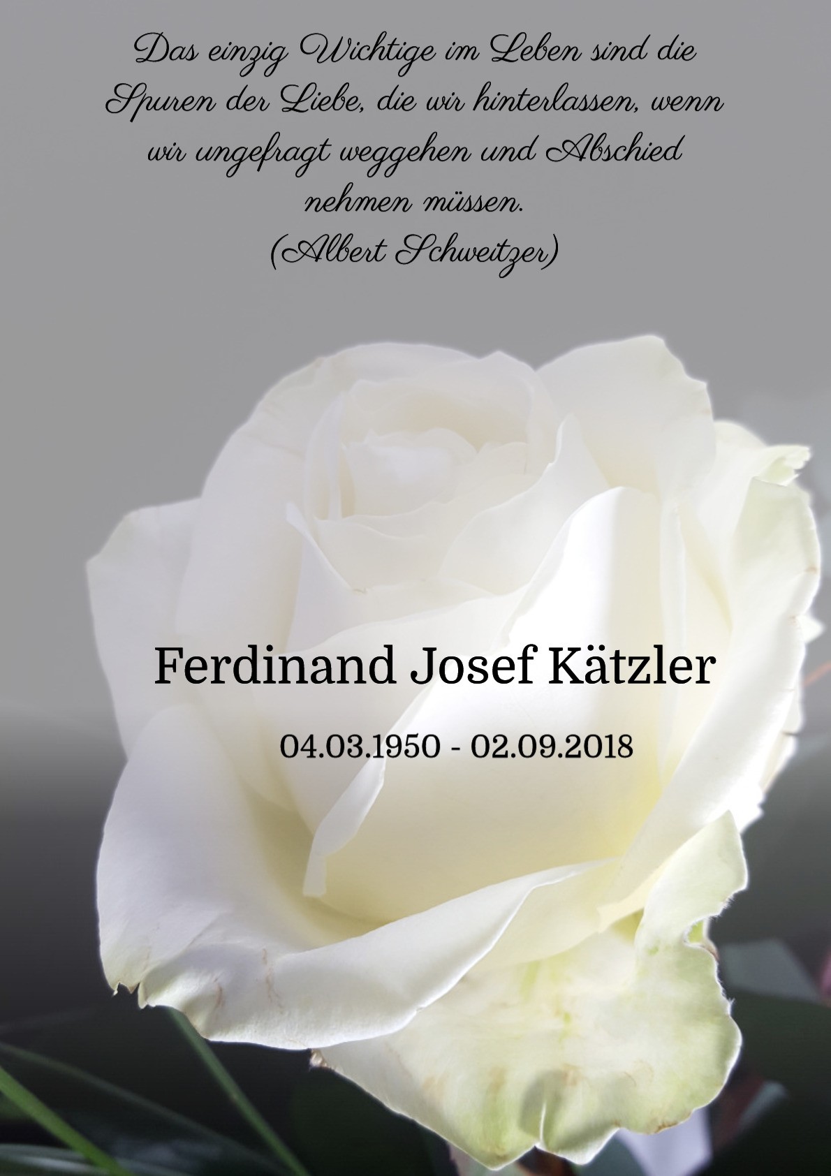 Traueranzeige von Ferdinand Josef Kätzler