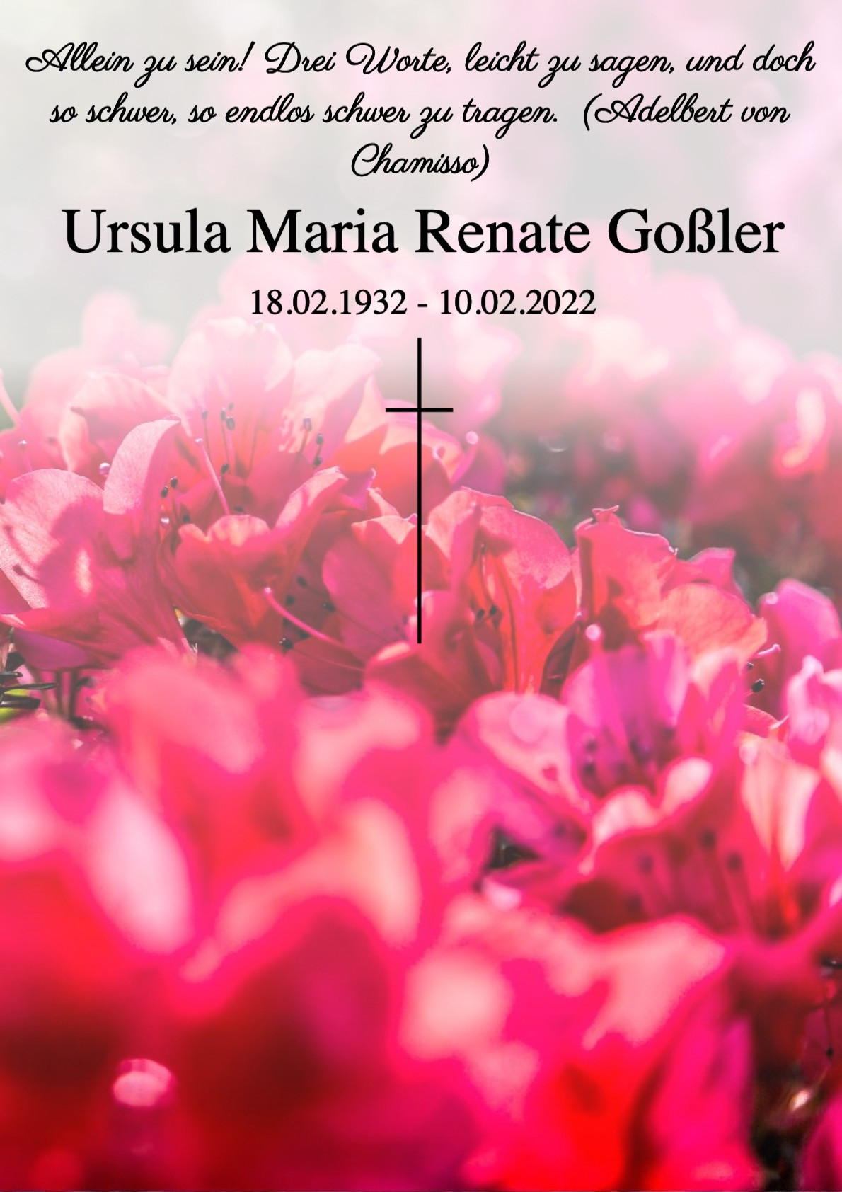 Traueranzeige von Ursula Maria Renate Goßler