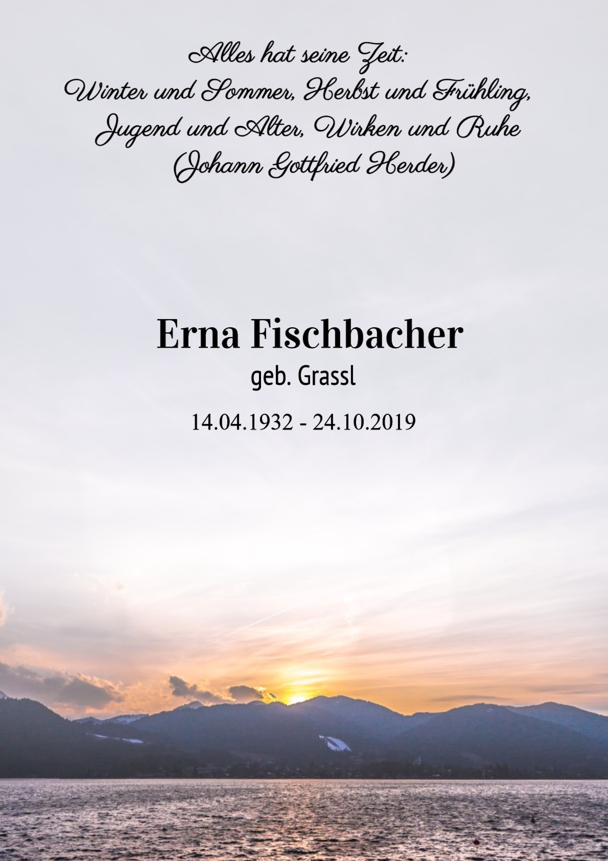 Traueranzeige von Erna Fischbacher