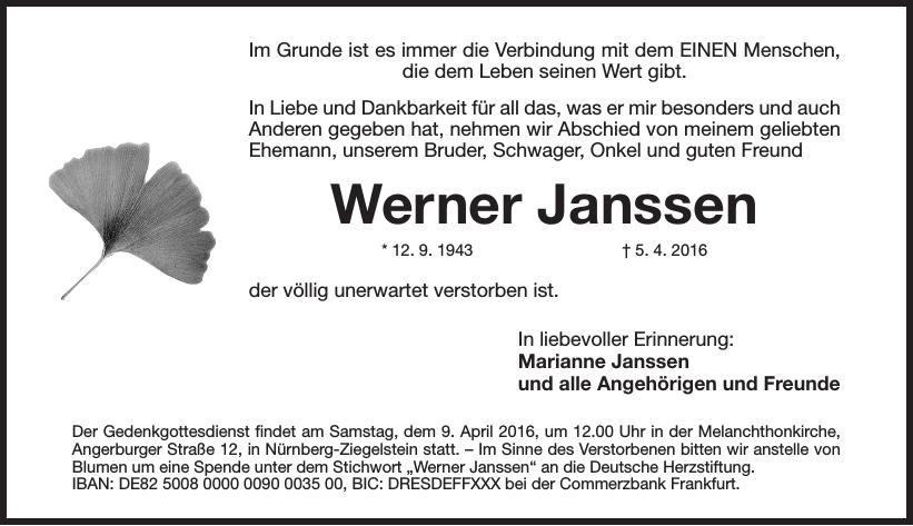 Traueranzeige von Werner Janssen