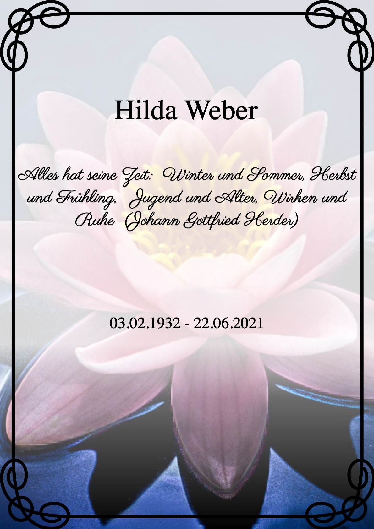 Traueranzeige von Hilda Weber