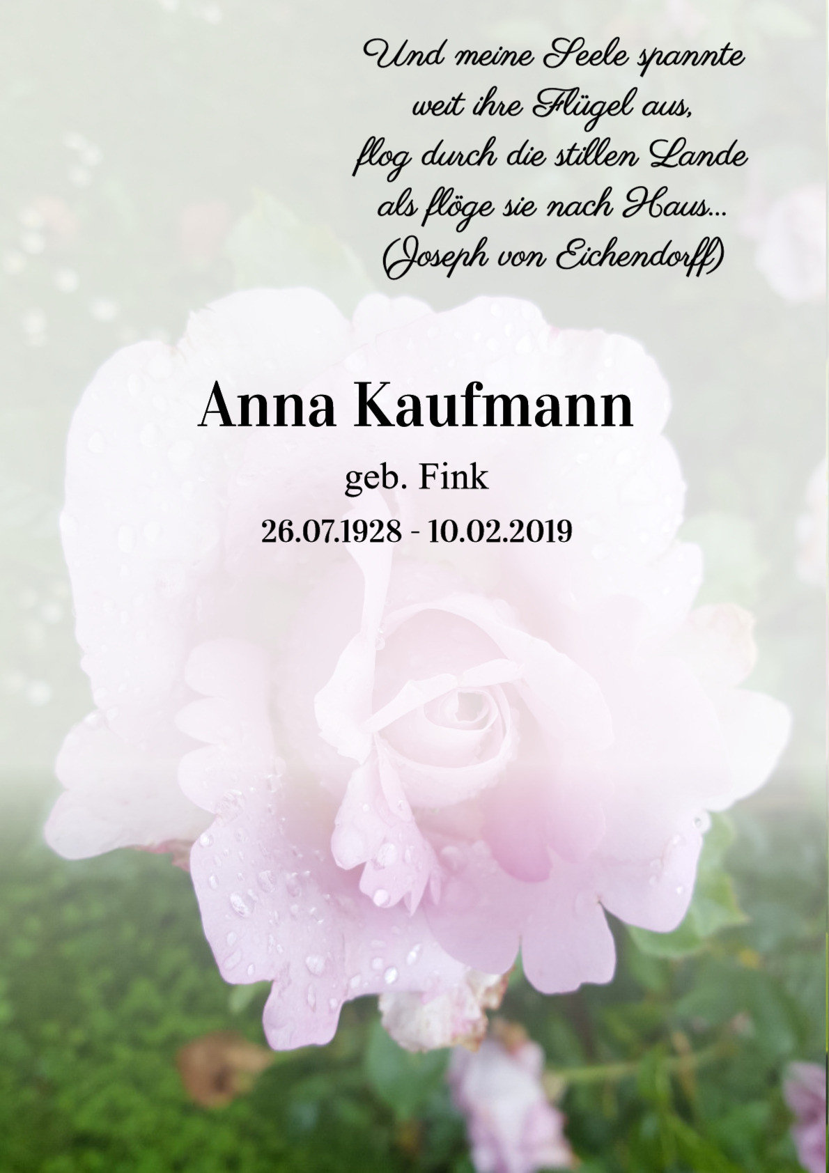 Traueranzeige von Anna Kaufmann