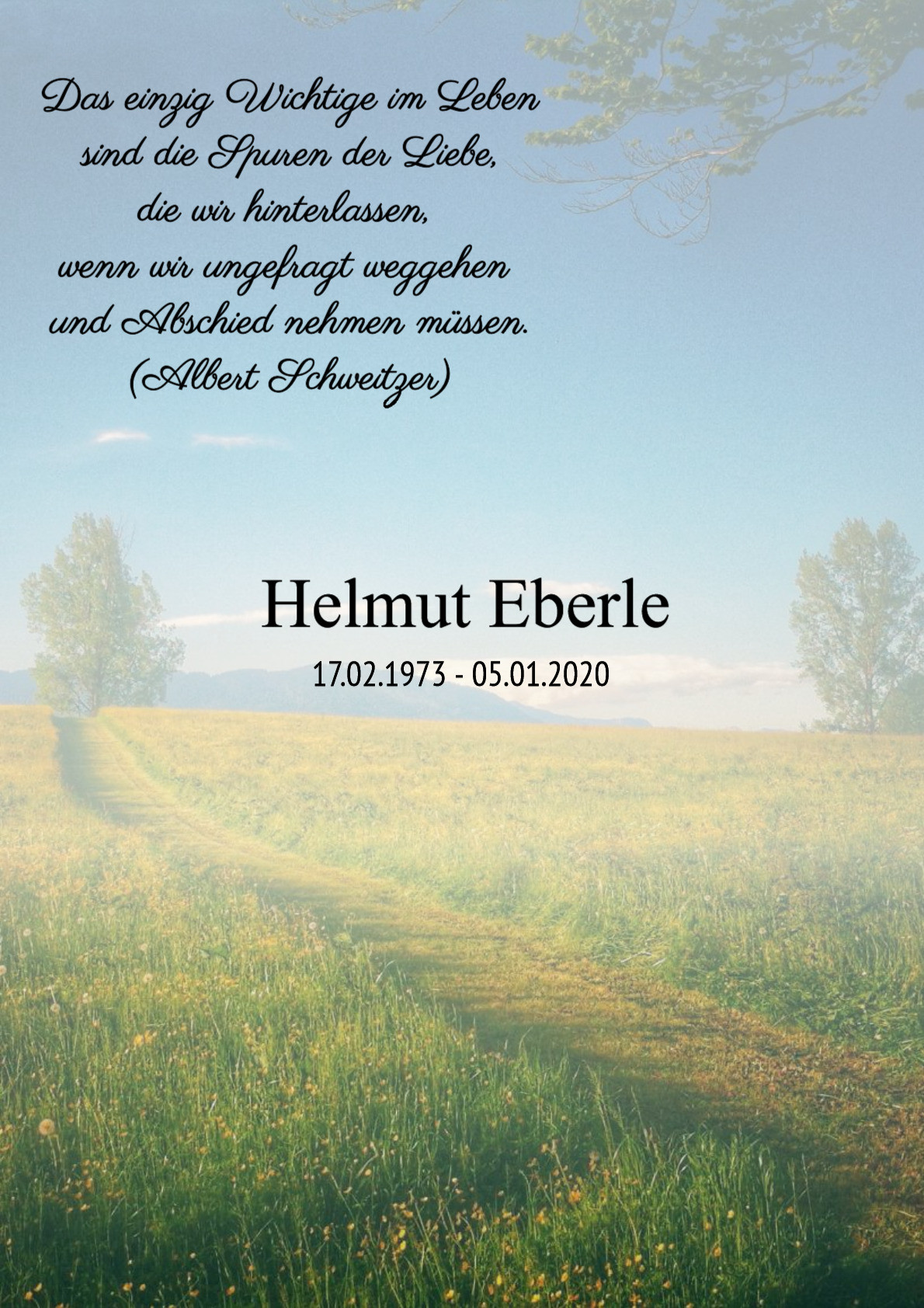 Traueranzeige von Helmut Eberle