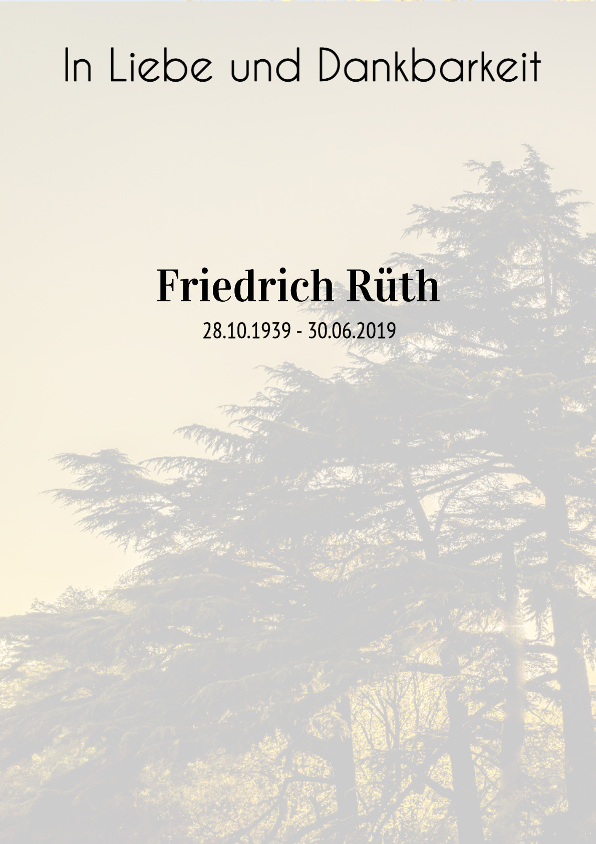 Traueranzeige von Friedrich Rüth