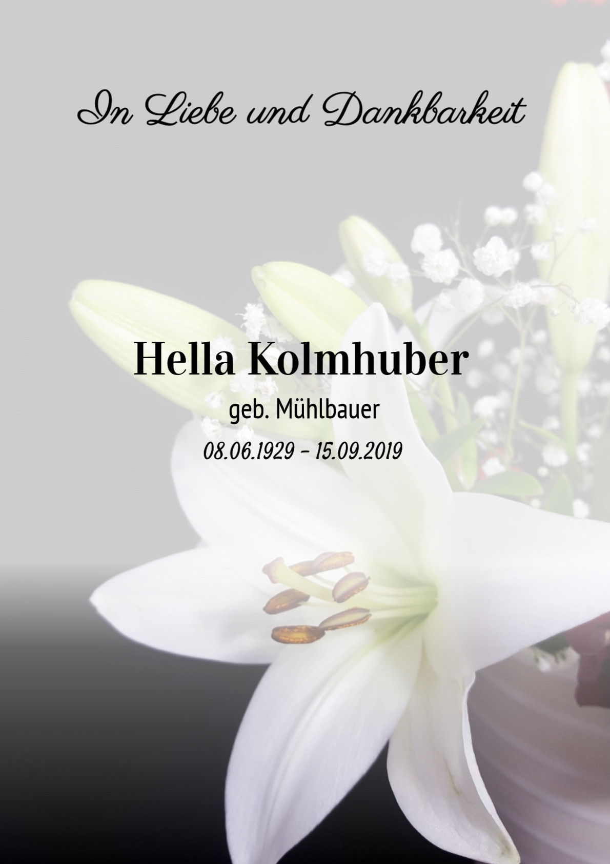 Traueranzeige von Hella Kolmhuber