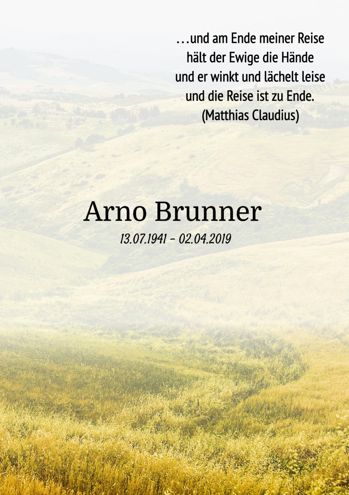 Traueranzeige von Arno Brunner